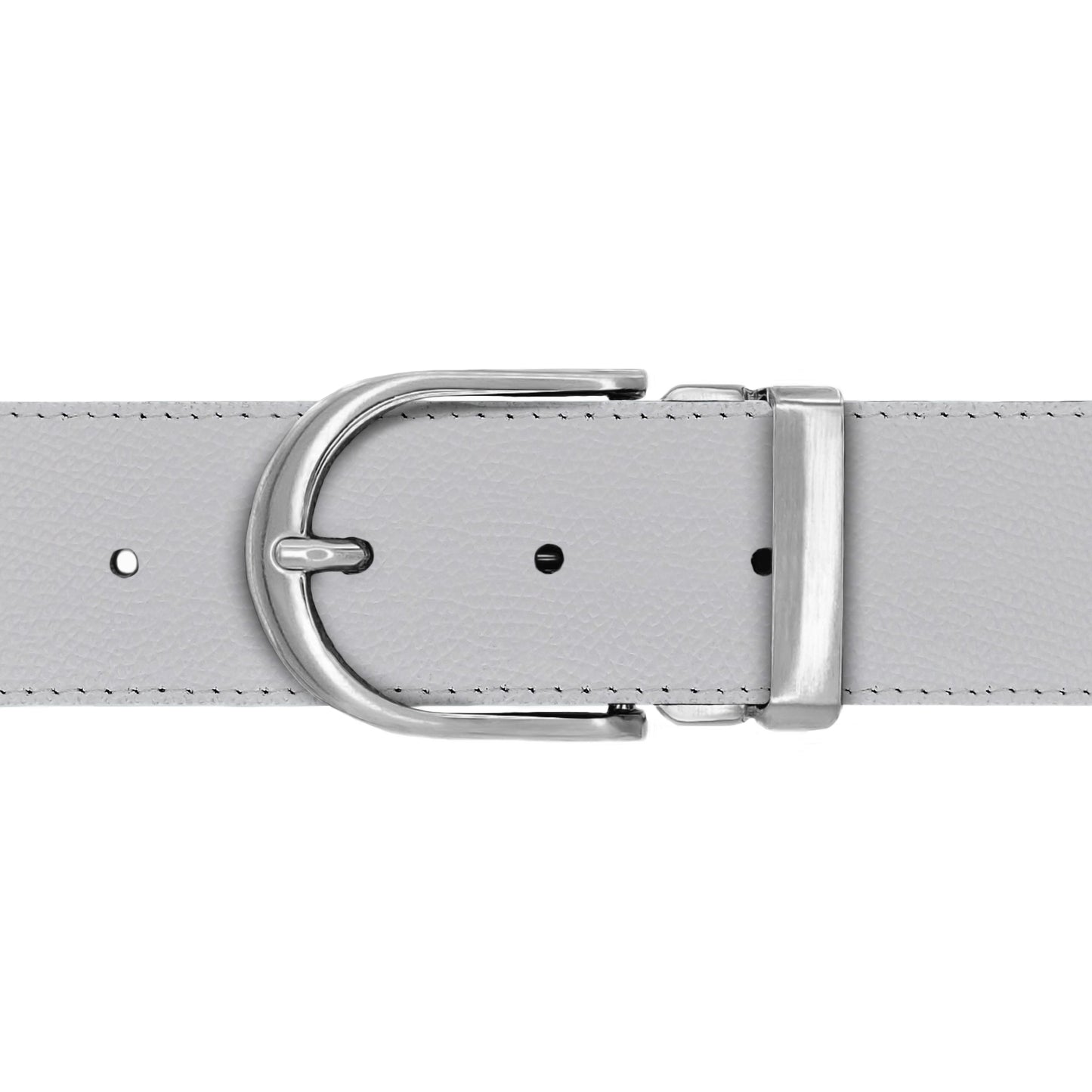 Ceinture 40 mm cuir grainé blanc boucle Roma mate