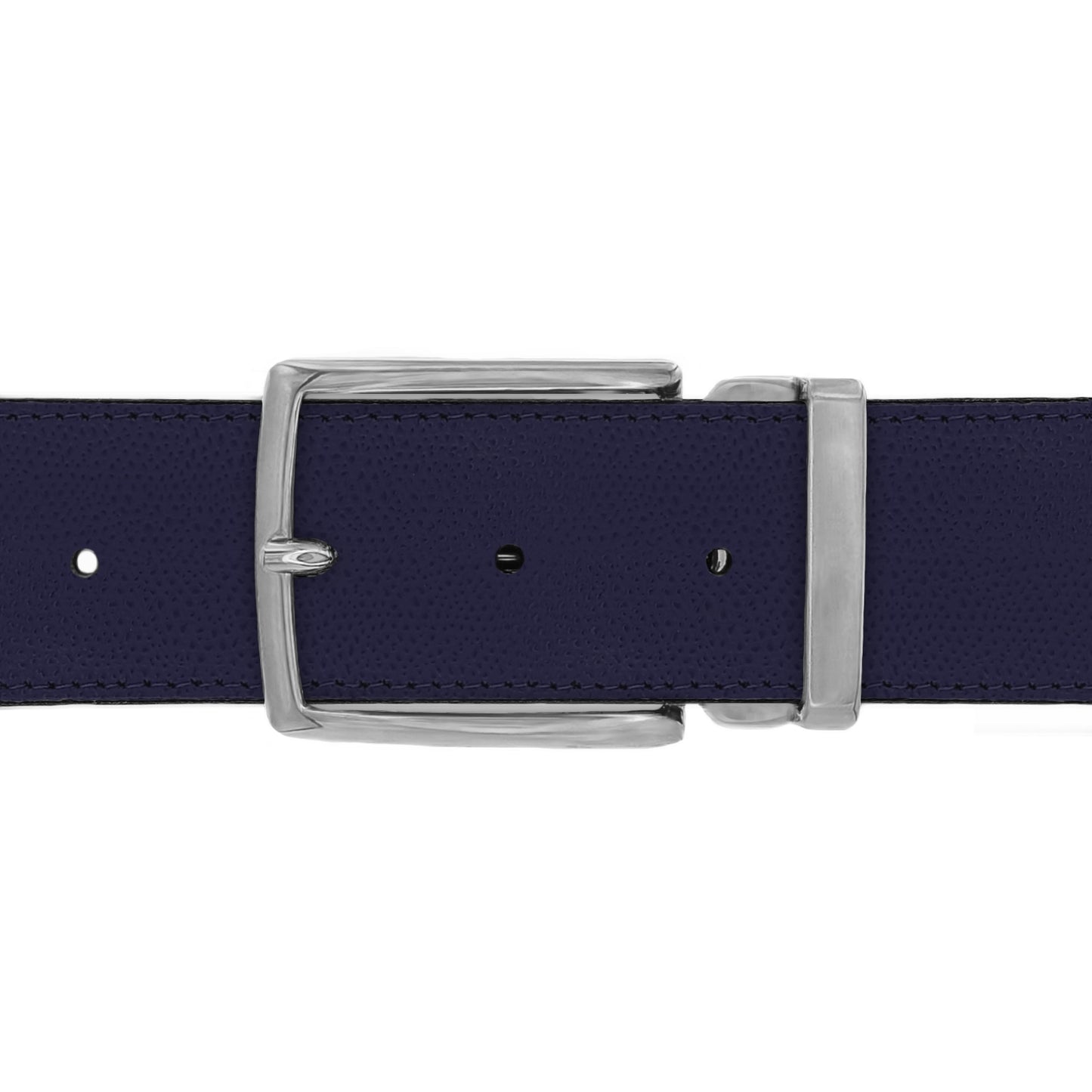 Ceinture 40 mm cuir grainé bleu marine boucle Milano mate