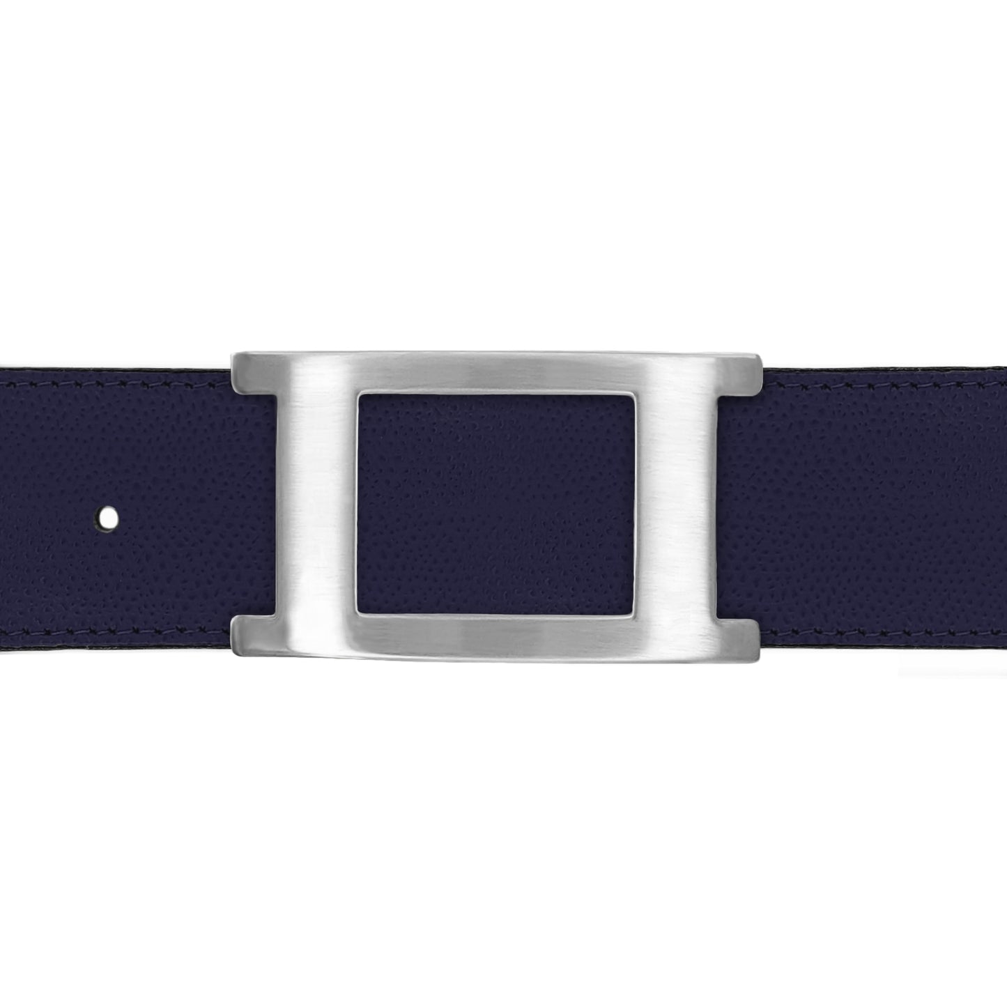 Ceinture 40 mm cuir grainé bleu marine boucle Portofino mate