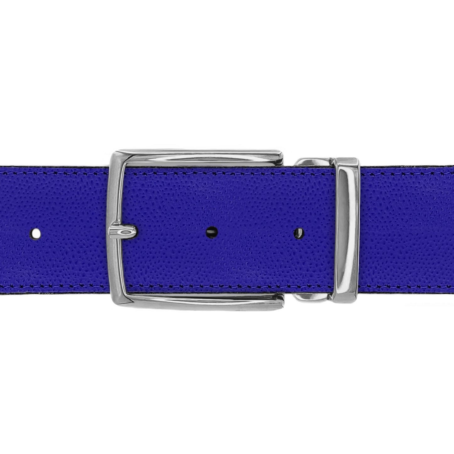 Ceinture 40 mm cuir grainé bleu roi boucle Milano mate