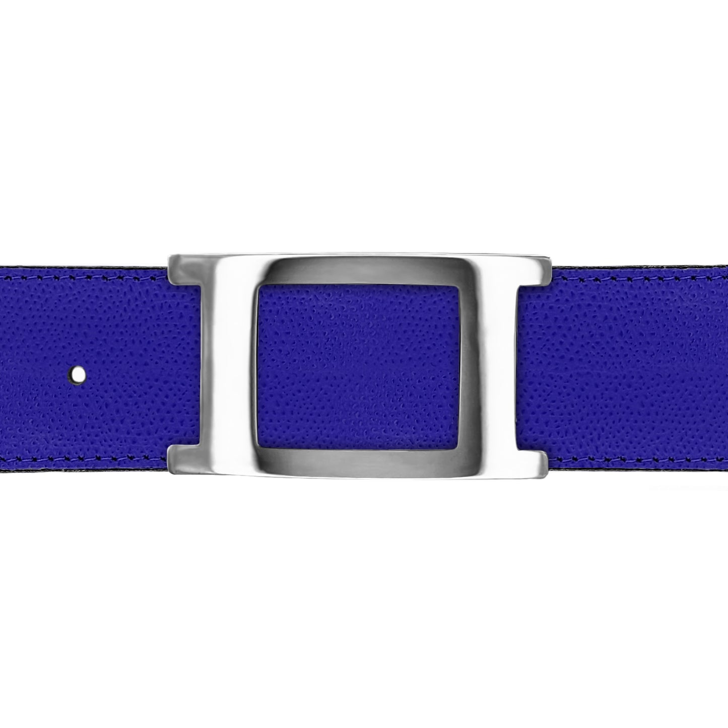 Ceinture 40 mm cuir grainé bleu roi boucle Portofino argent