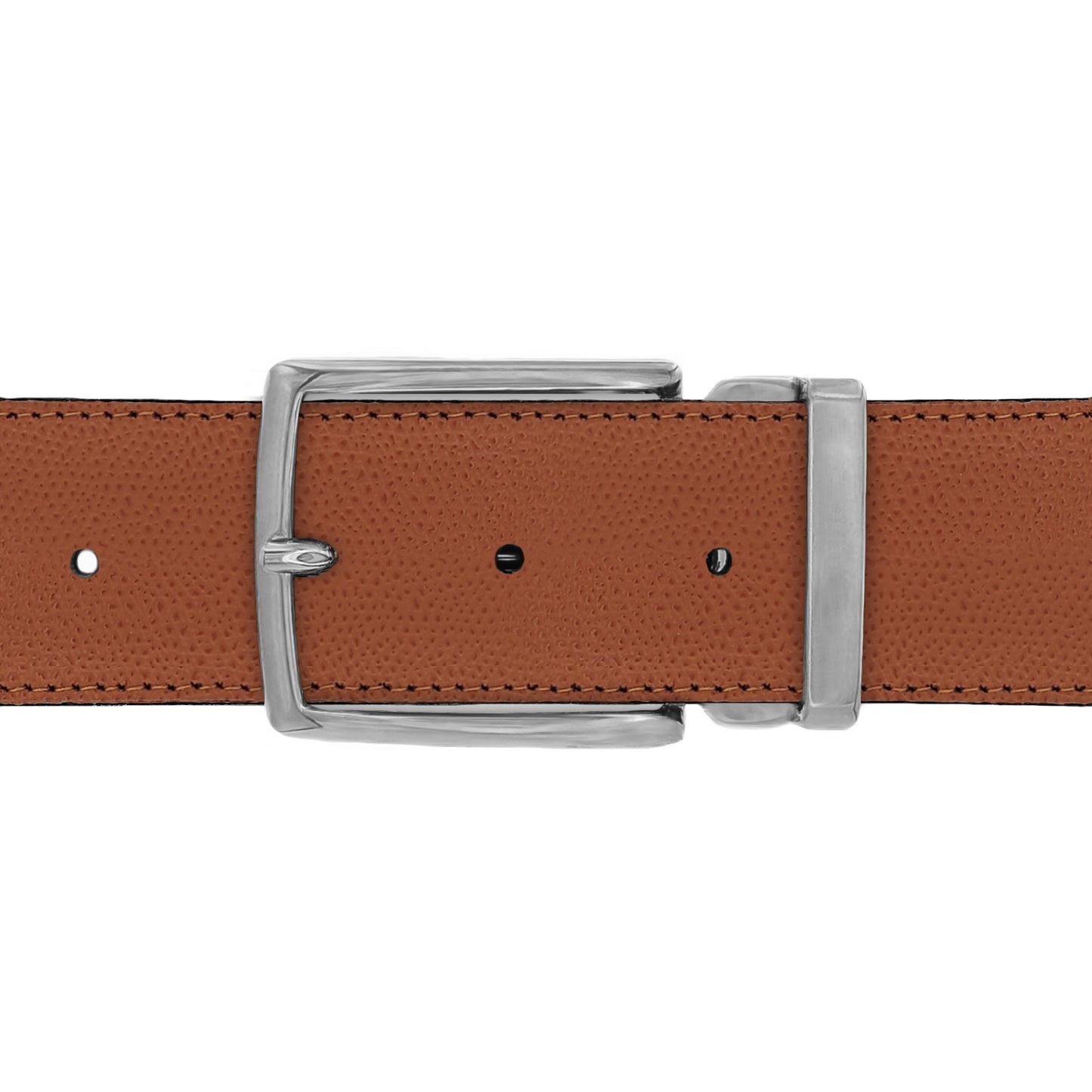 Ceinture 40 mm cuir grainé cognac boucle Milano mate