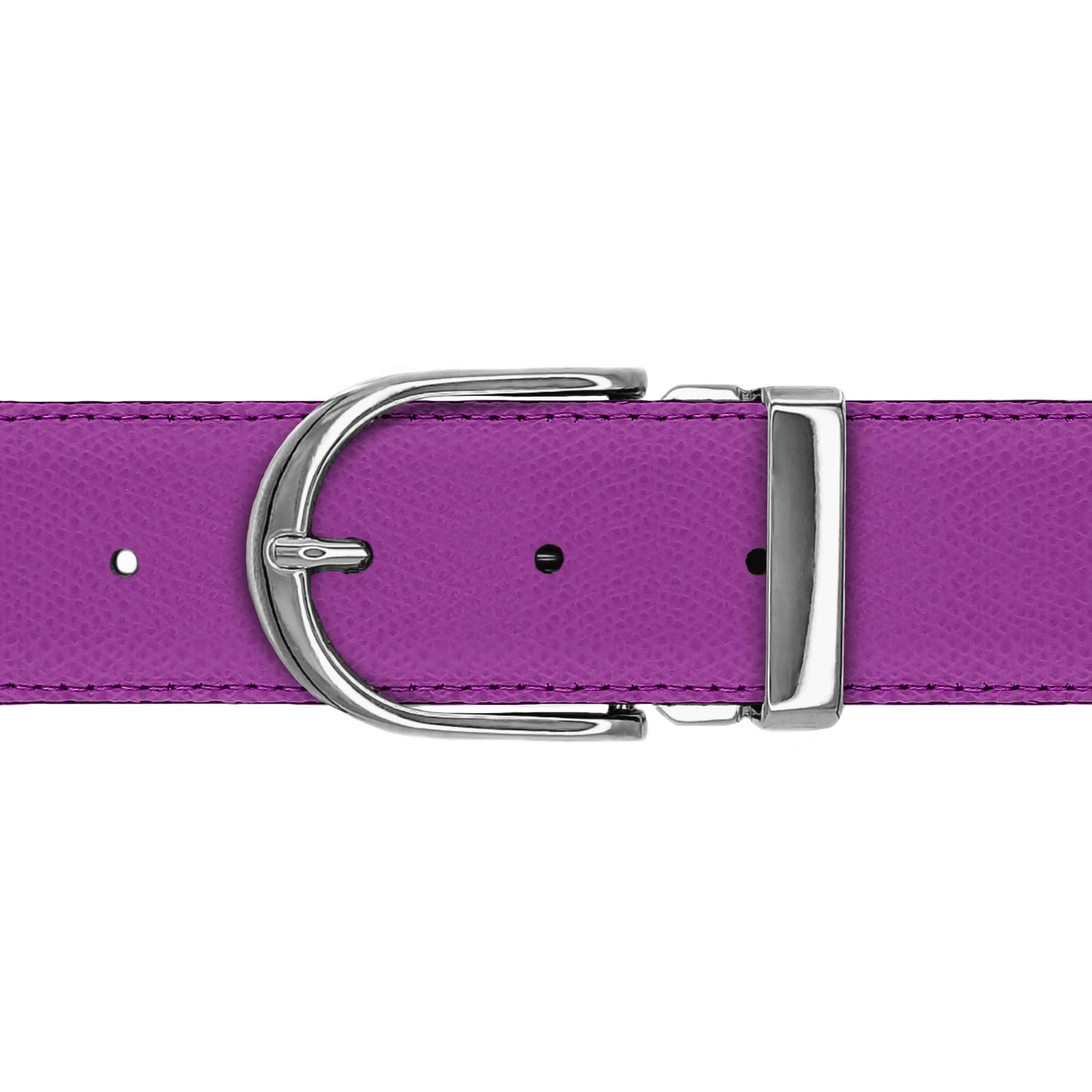 Ceinture 40 mm cuir grainé framboise boucle Roma argent