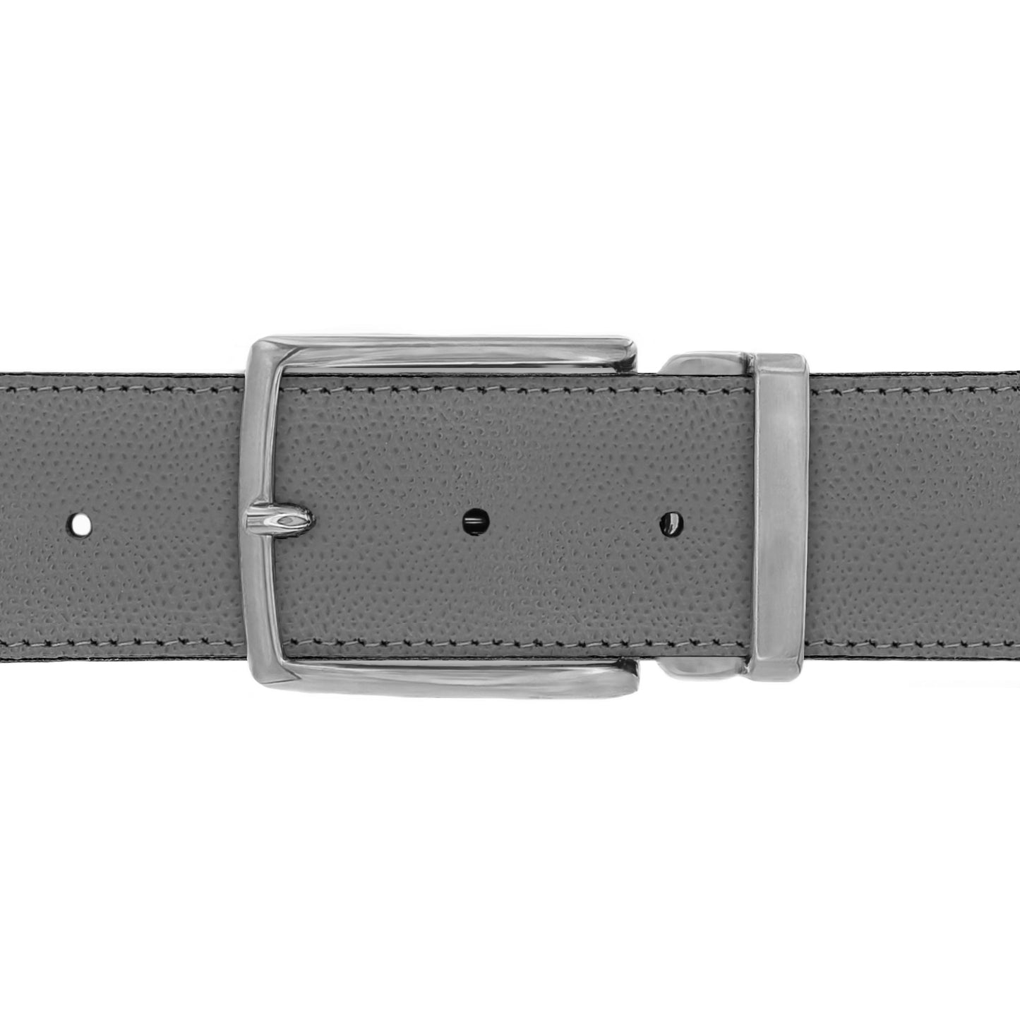 Ceinture 40 mm cuir grainé gris boucle Milano mate