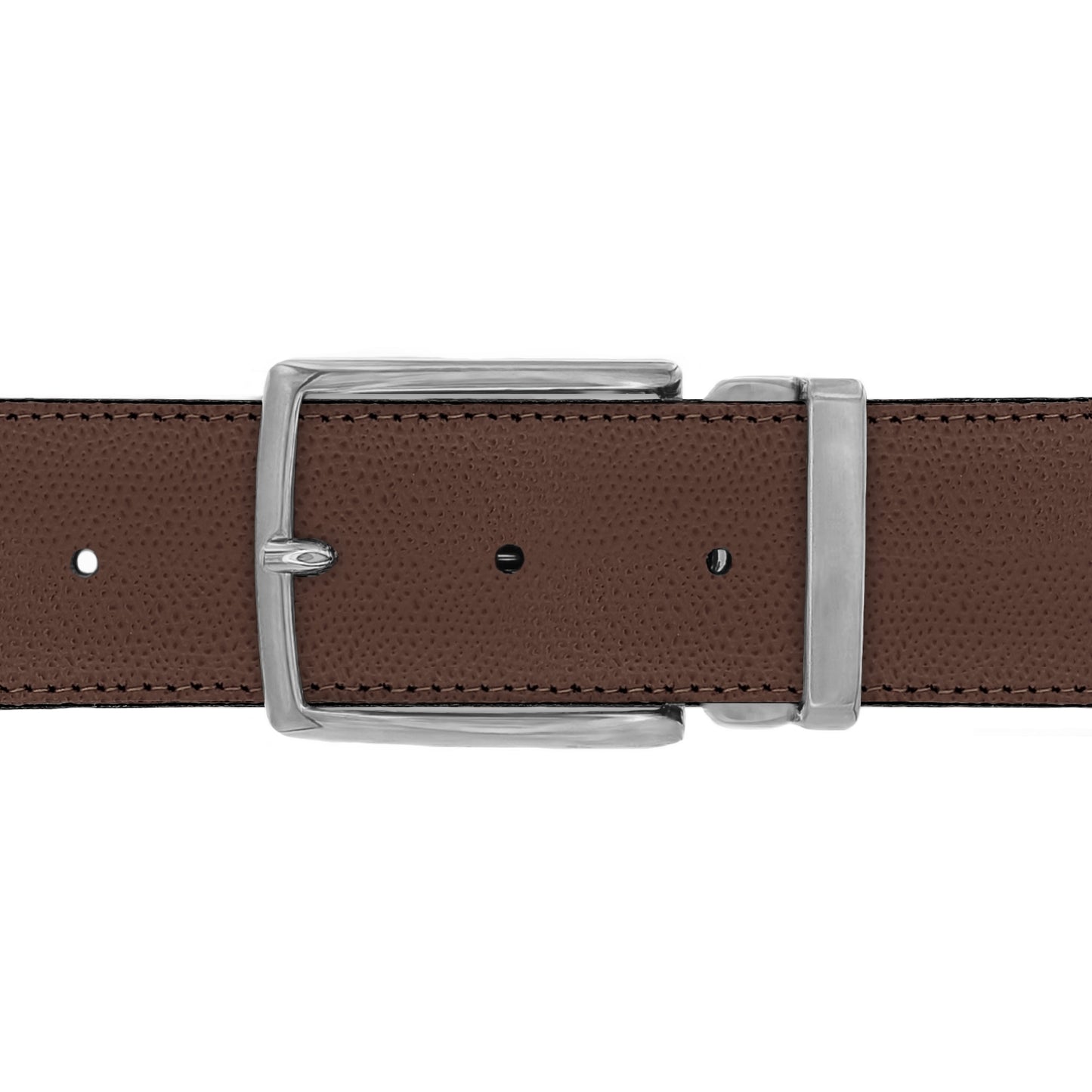 Ceinture 40 mm cuir grainé marron boucle Milano mate