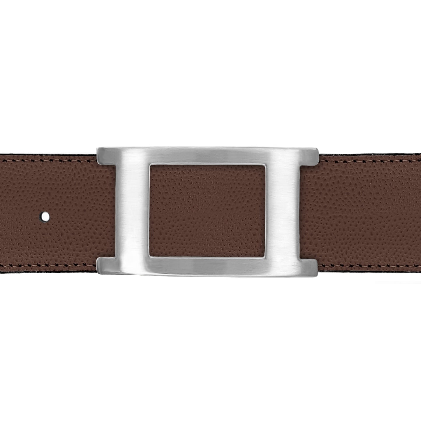 Ceinture 40 mm cuir grainé marron boucle Portofino mate