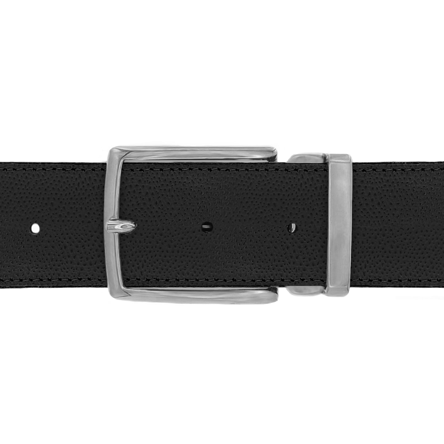 Ceinture 40 mm cuir grainé noir boucle Milano mate