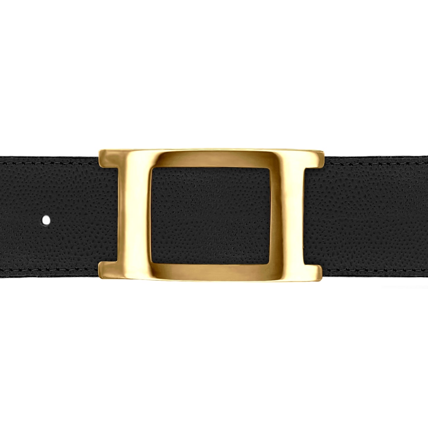 Ceinture 40 mm cuir grainé noir boucle Portofino or