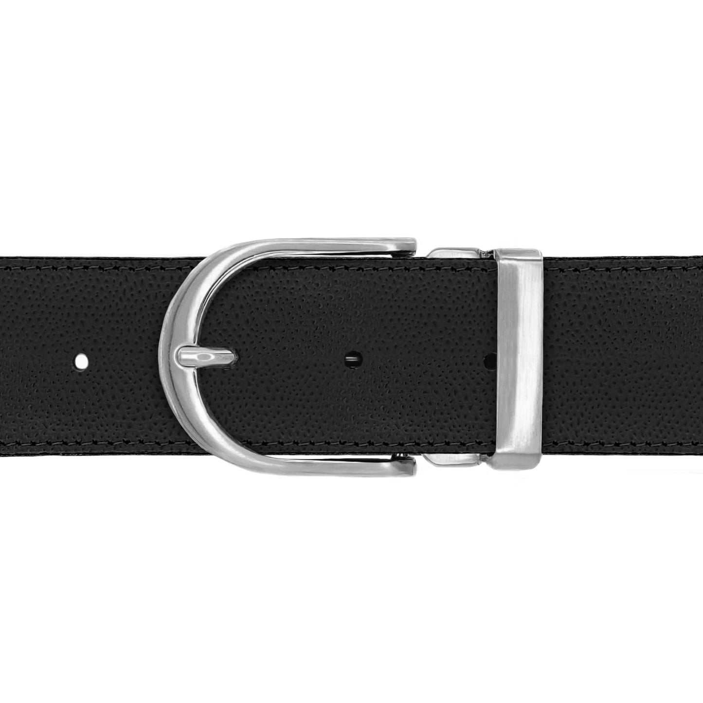 Ceinture 40 mm cuir grainé noir boucle Roma mate
