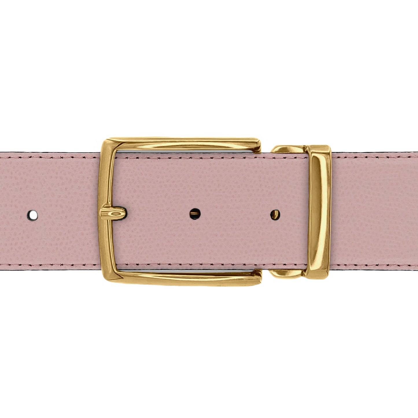 Ceinture 40 mm cuir grainé rose clair boucle Milano or