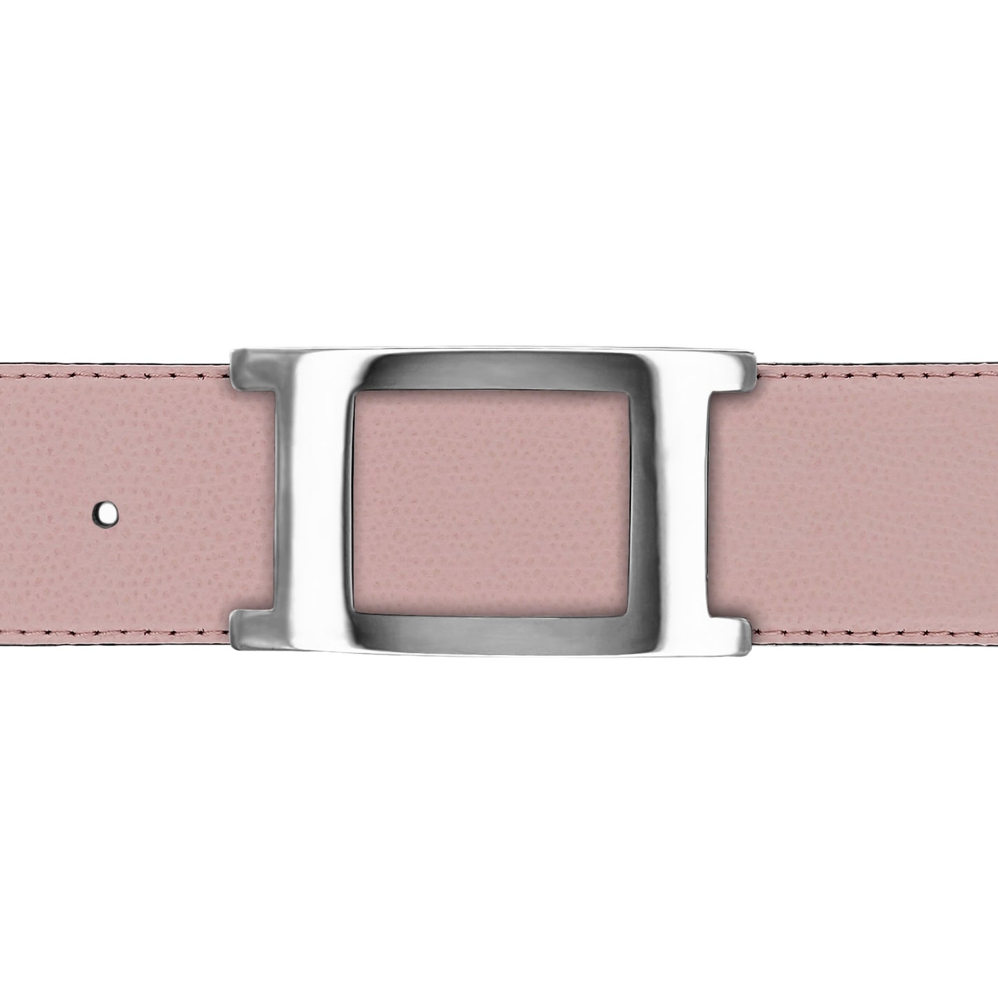 Ceinture 40 mm cuir grainé rose clair boucle Portofino argent