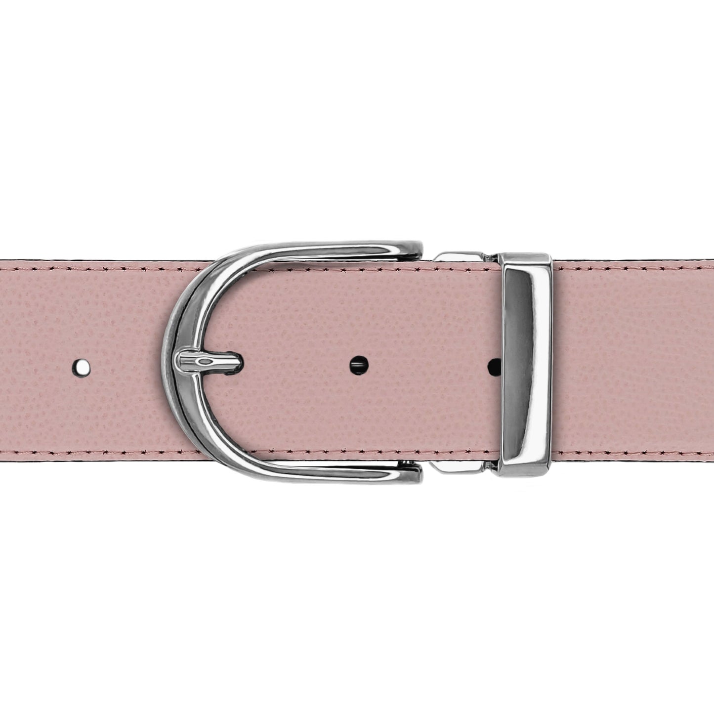 Ceinture 40 mm cuir grainé rose clair boucle Roma argent
