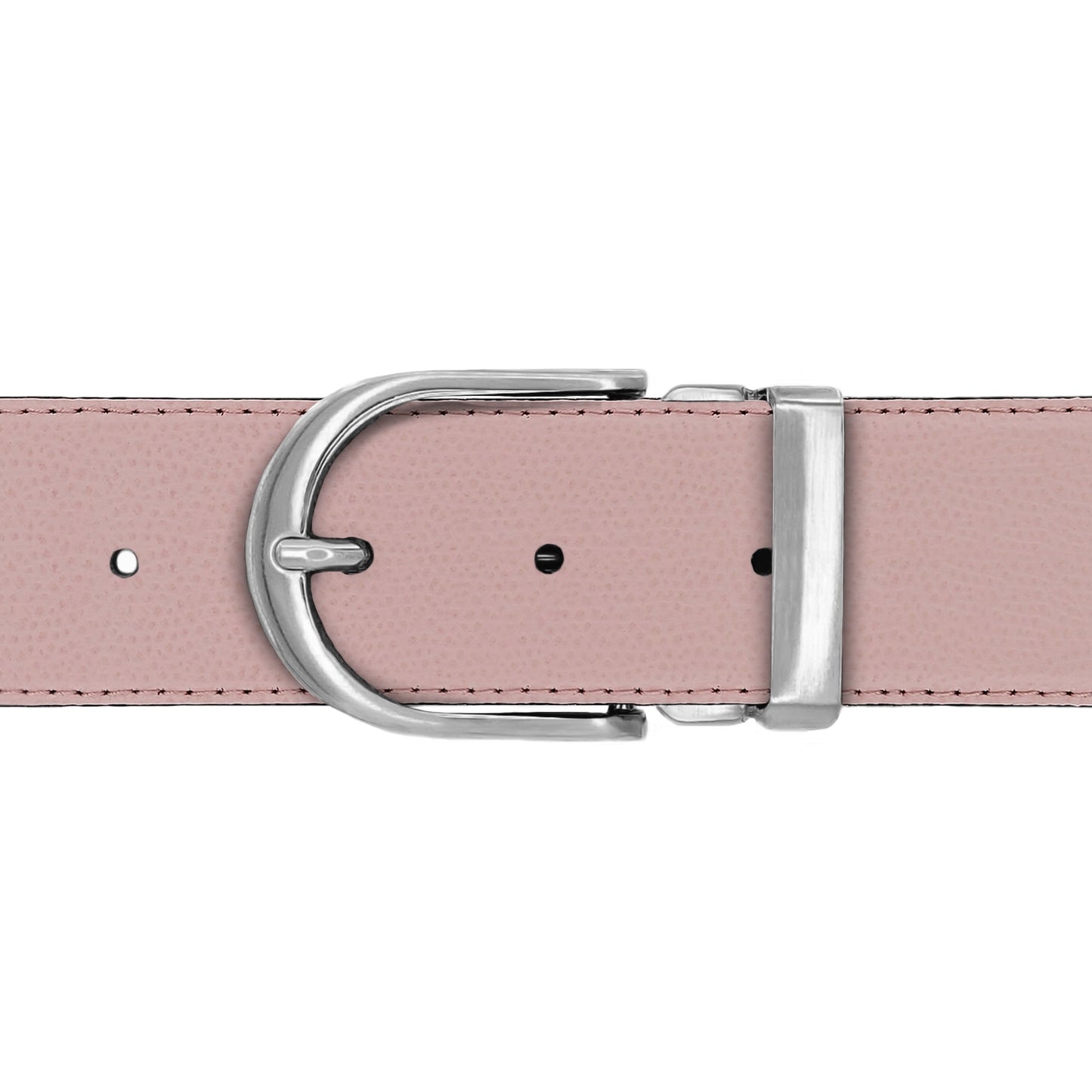 Ceinture 40 mm cuir grainé rose clair boucle Roma mate