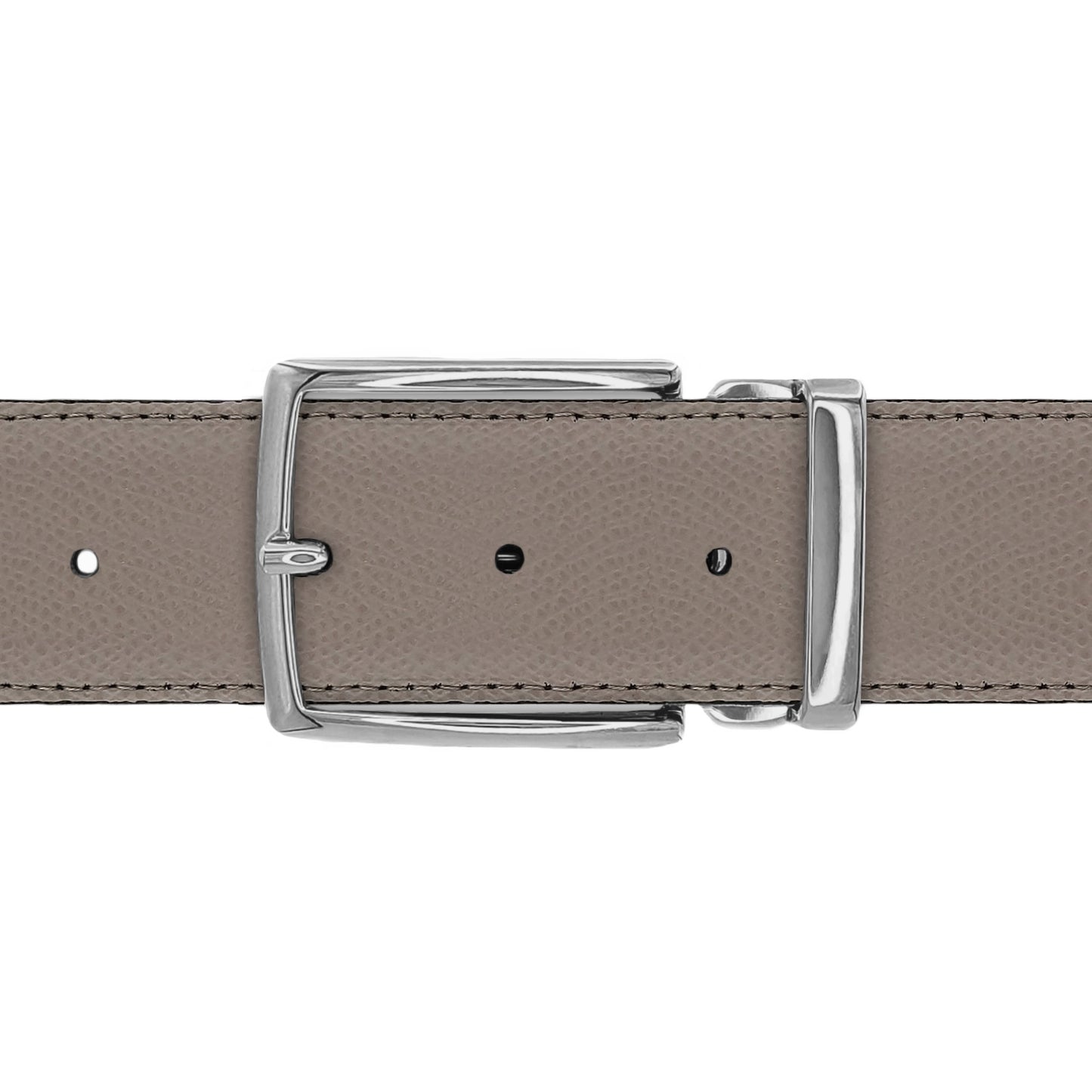 Ceinture 40 mm cuir grainé taupe boucle Milano argent