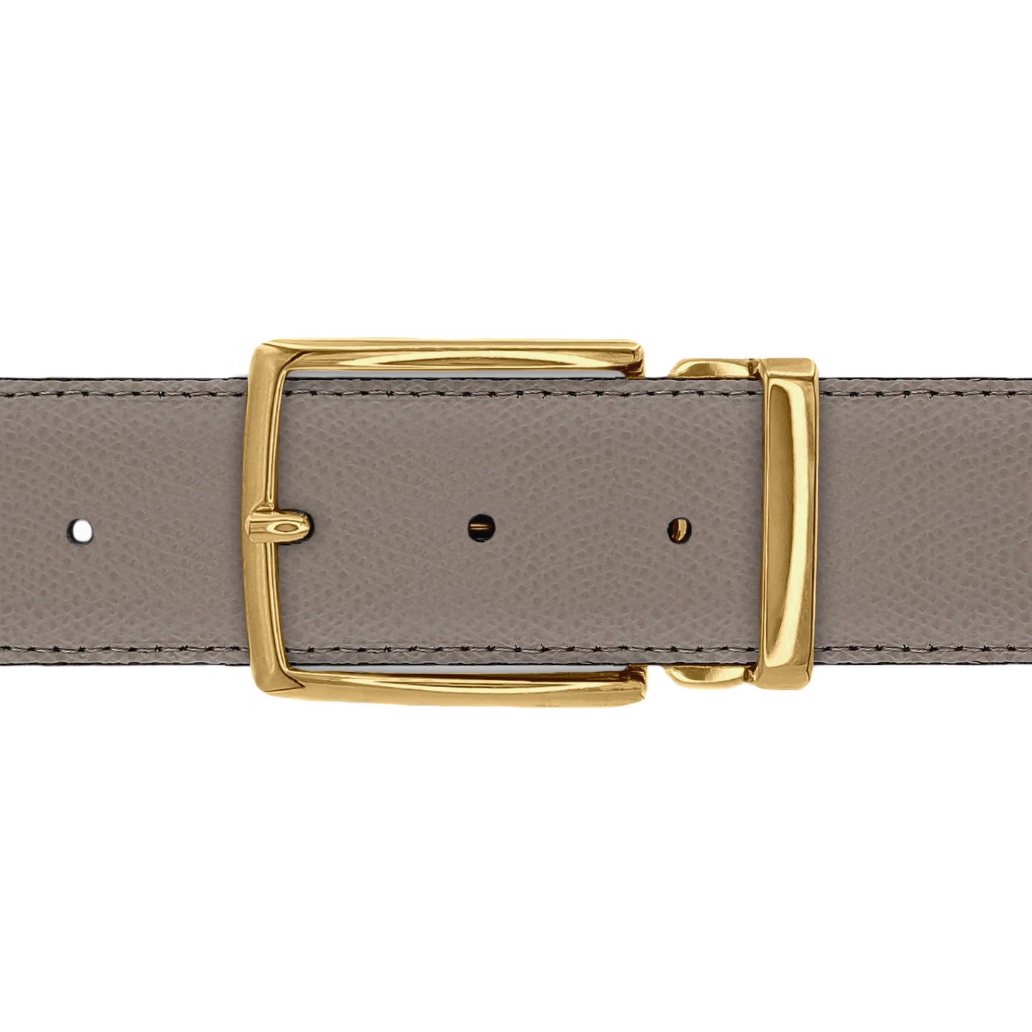 Ceinture 40 mm cuir grainé taupe boucle Milano or