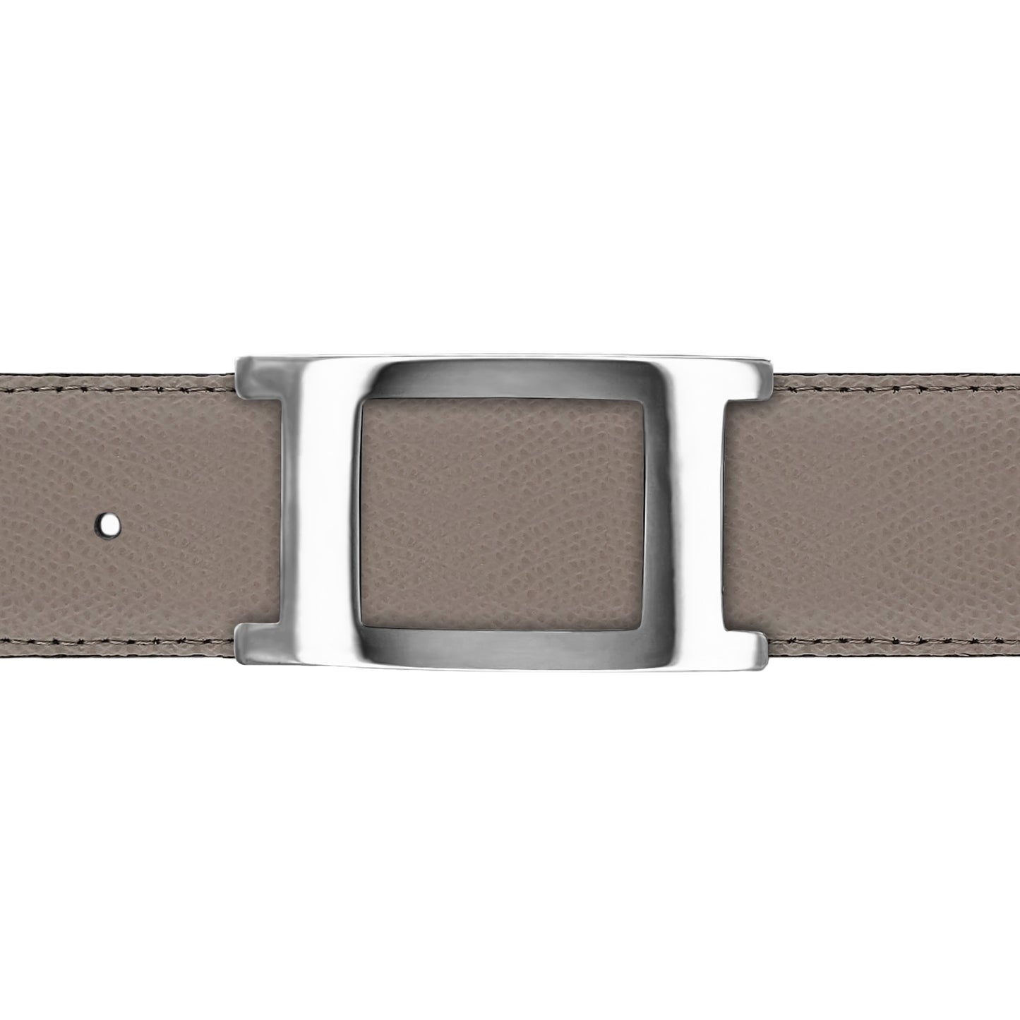Ceinture 40 mm cuir grainé taupe boucle Portofino argent