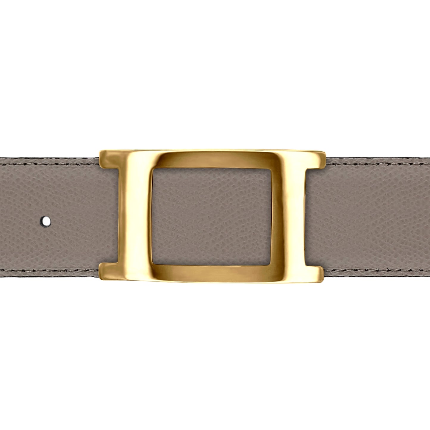 Ceinture 40 mm cuir grainé taupe boucle Portofino or