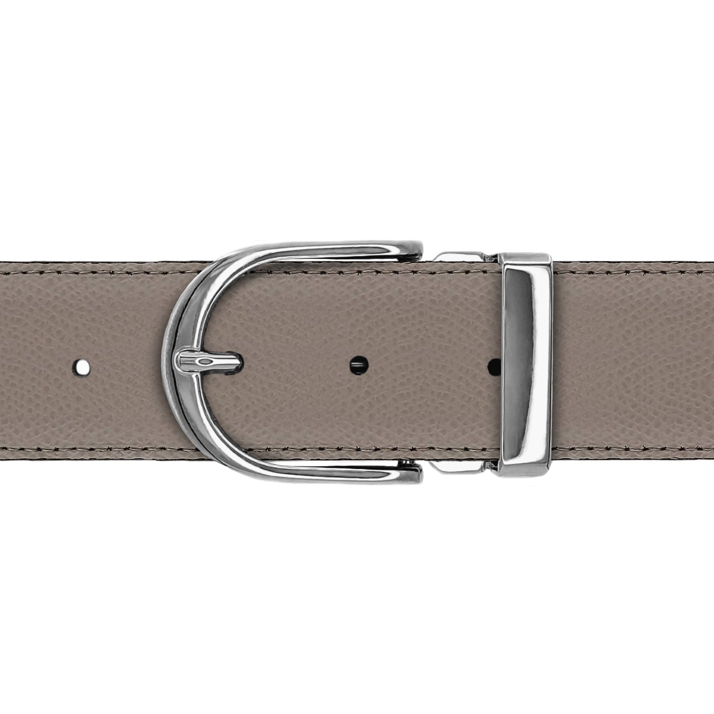 Ceinture 40 mm cuir grainé taupe boucle Roma argent