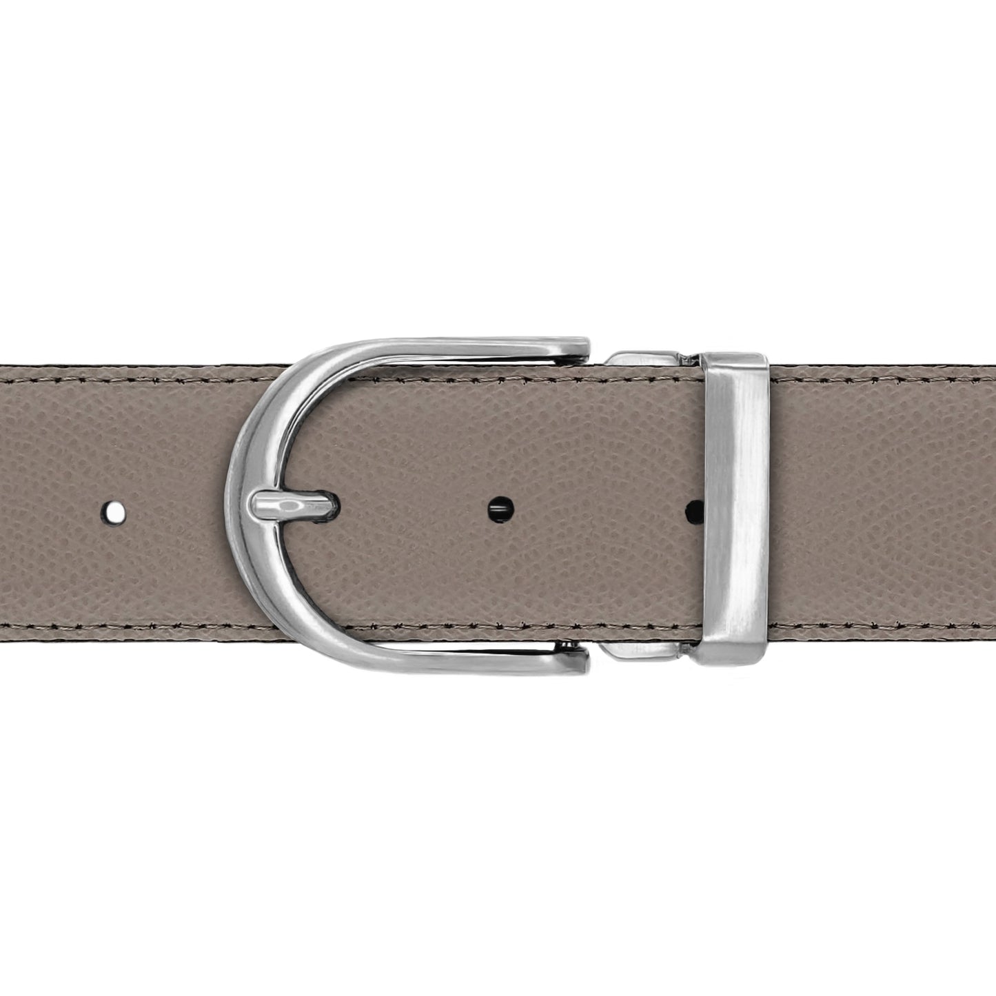 Ceinture 40 mm cuir grainé taupe boucle Roma mate