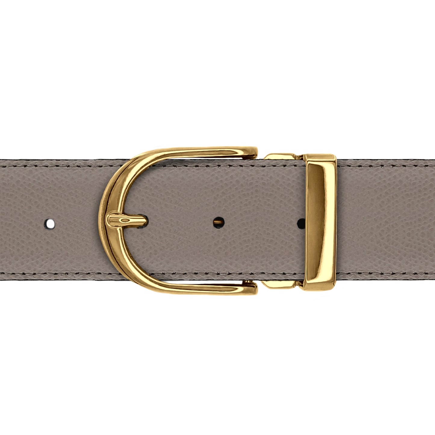 Ceinture 40 mm cuir grainé taupe boucle Roma or
