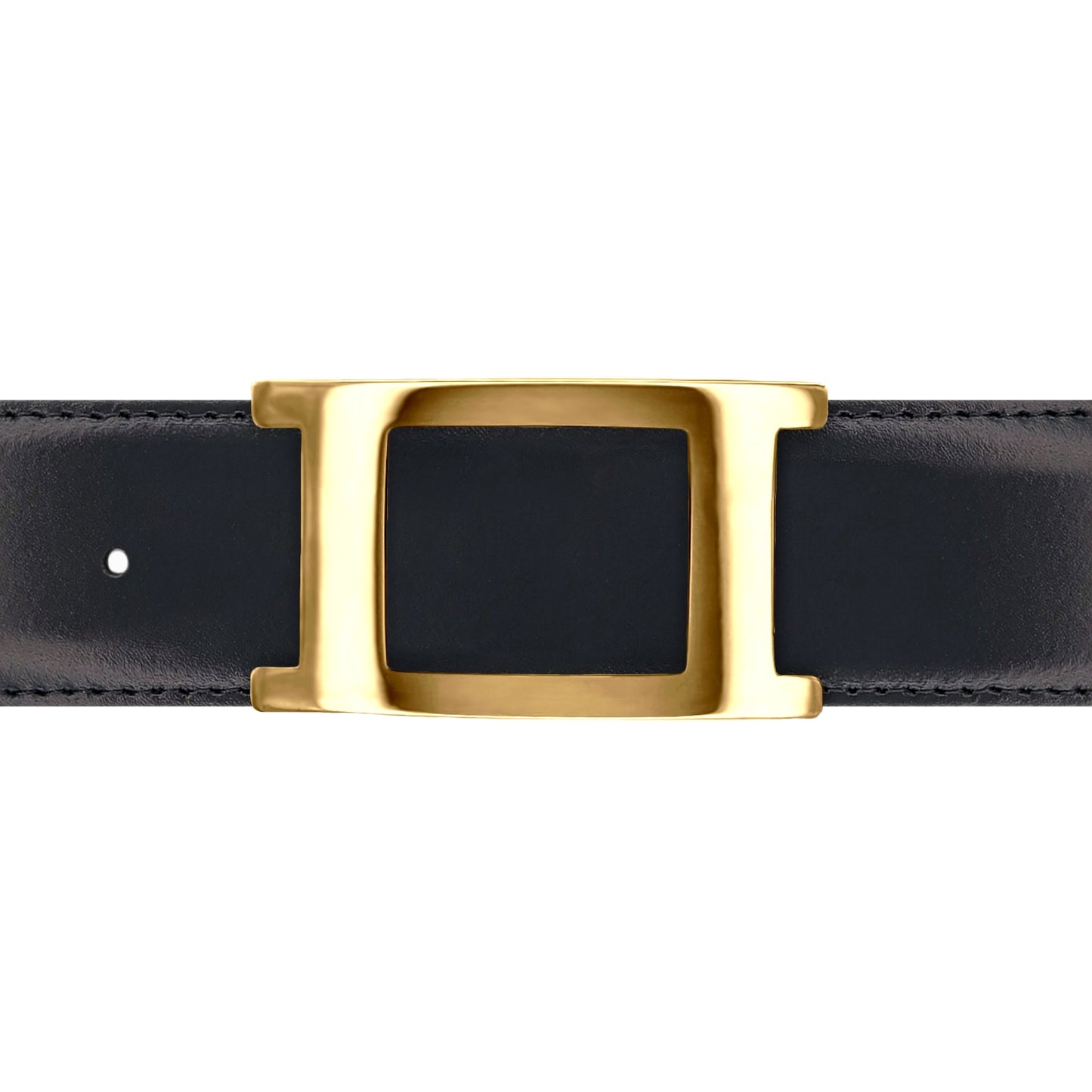 Ceinture 40 mm cuir lisse noir boucle Portofino or