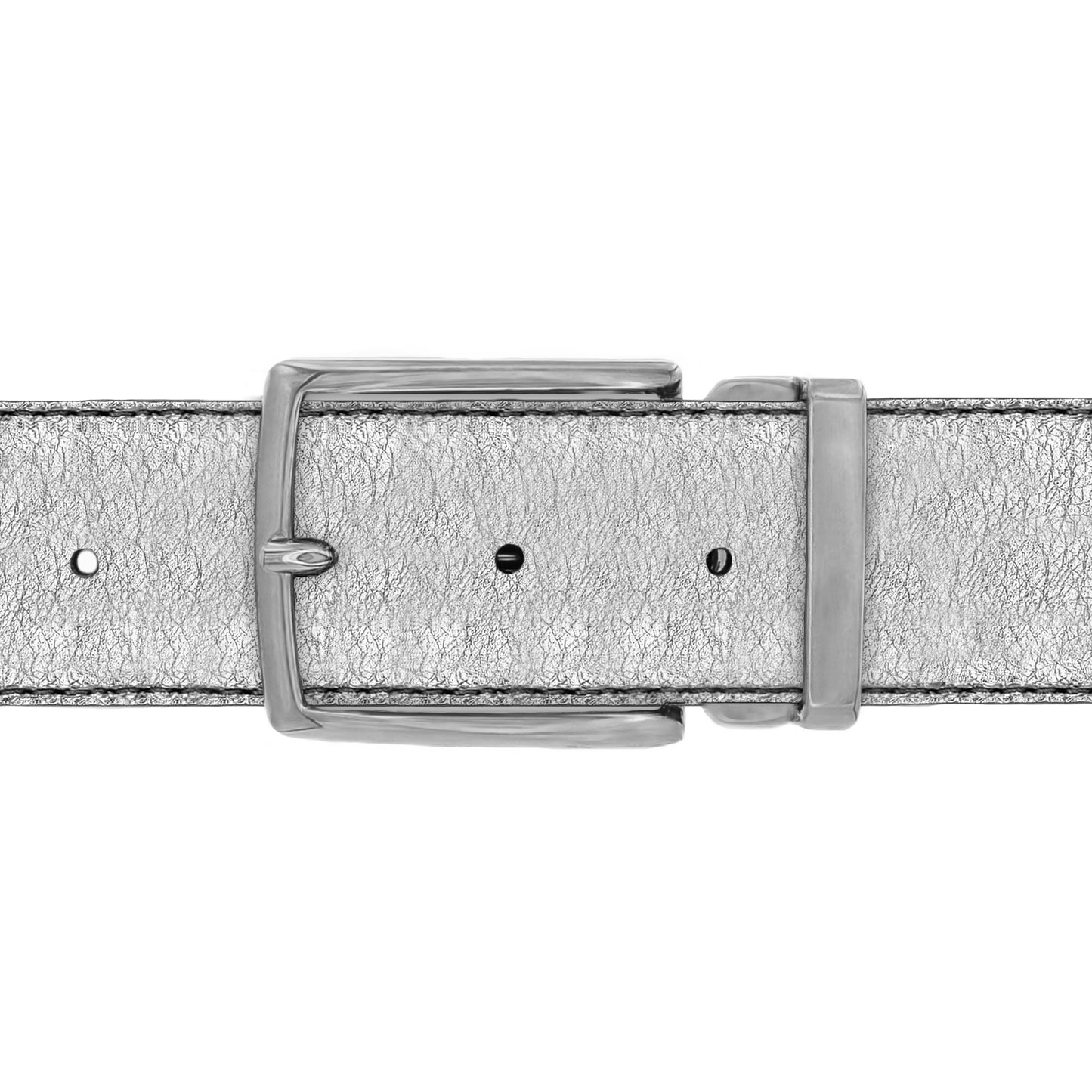 Ceinture 40 mm cuir souple argent boucle Milano mate
