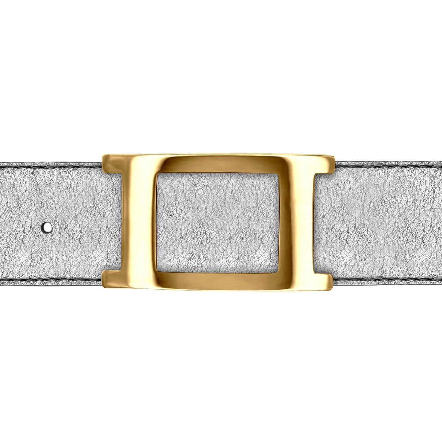 Ceinture 40 mm cuir souple argent boucle Portofino or