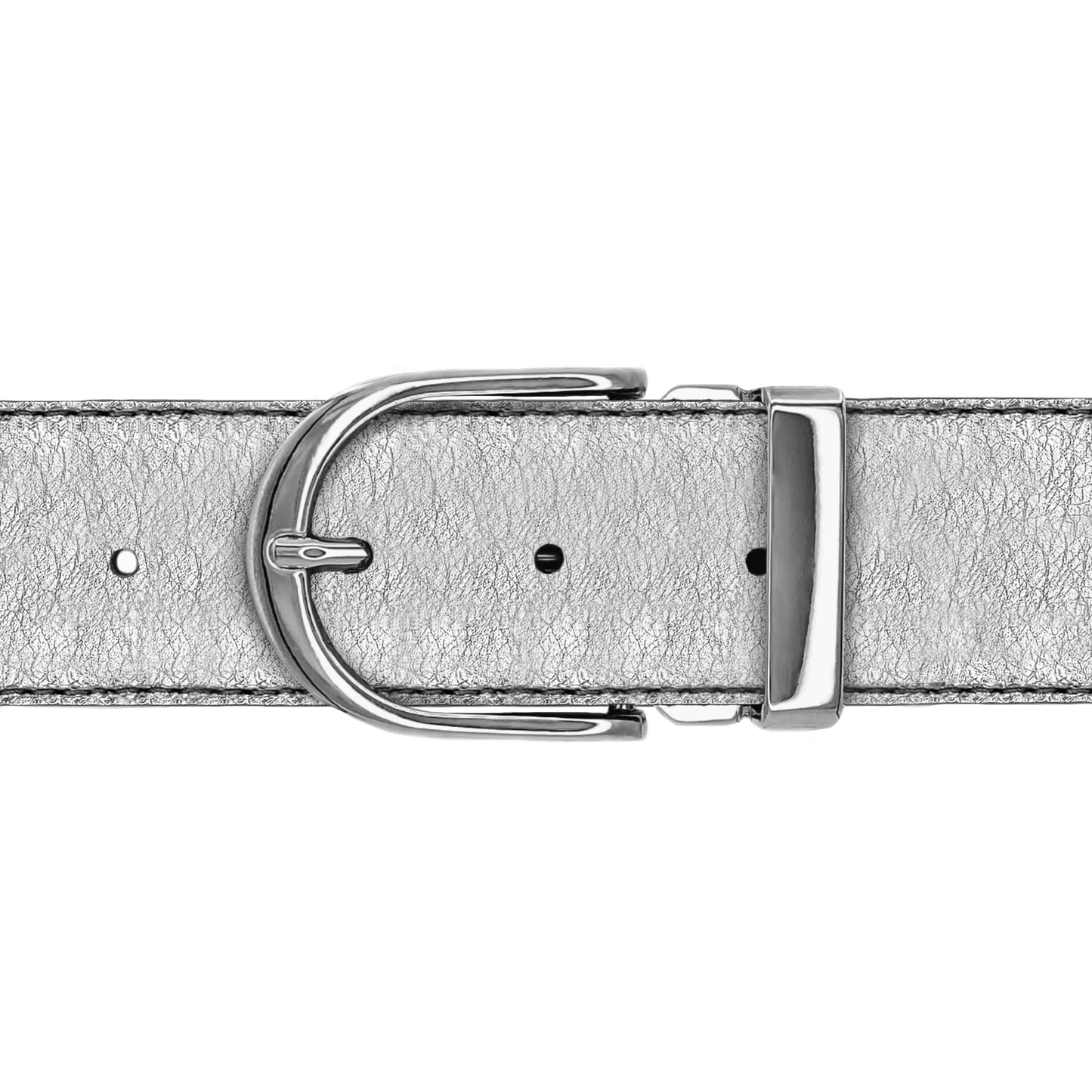 Ceinture 40 mm cuir souple argent boucle Roma argent