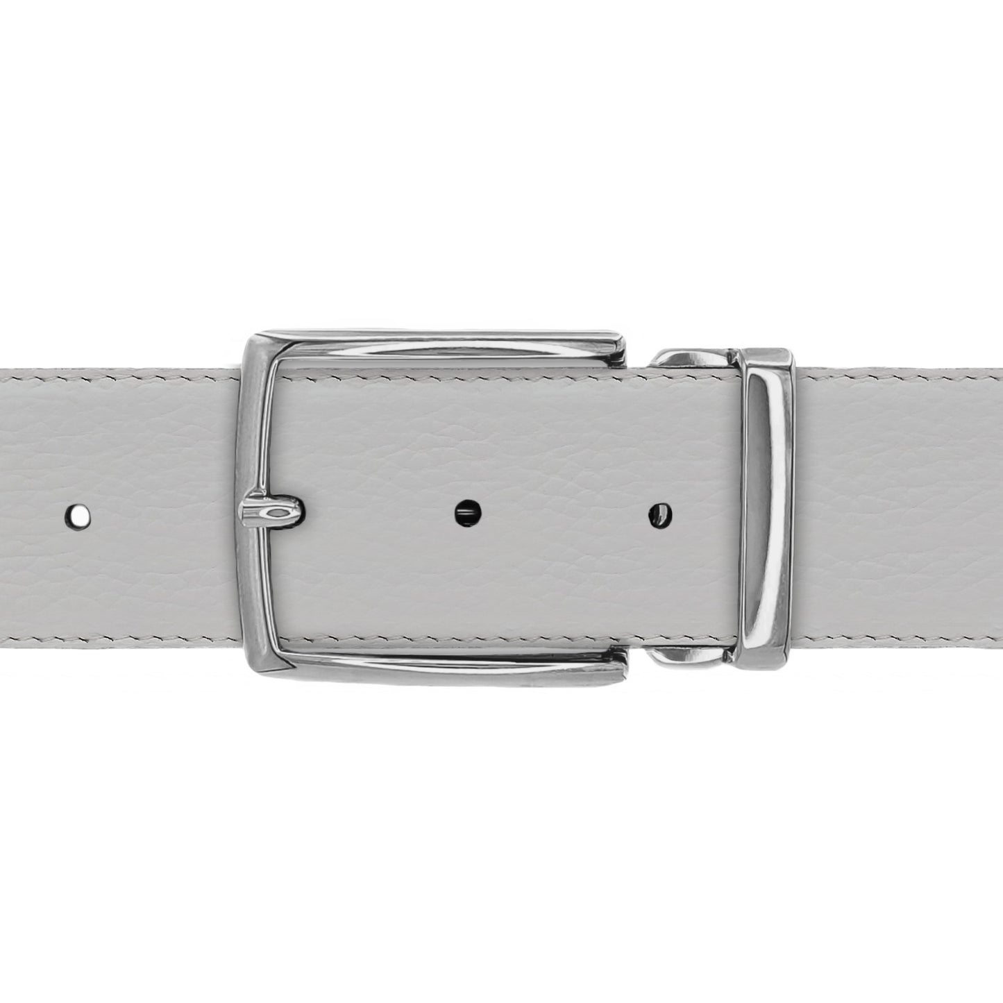 Ceinture 40 mm cuir souple blanc boucle milano argent