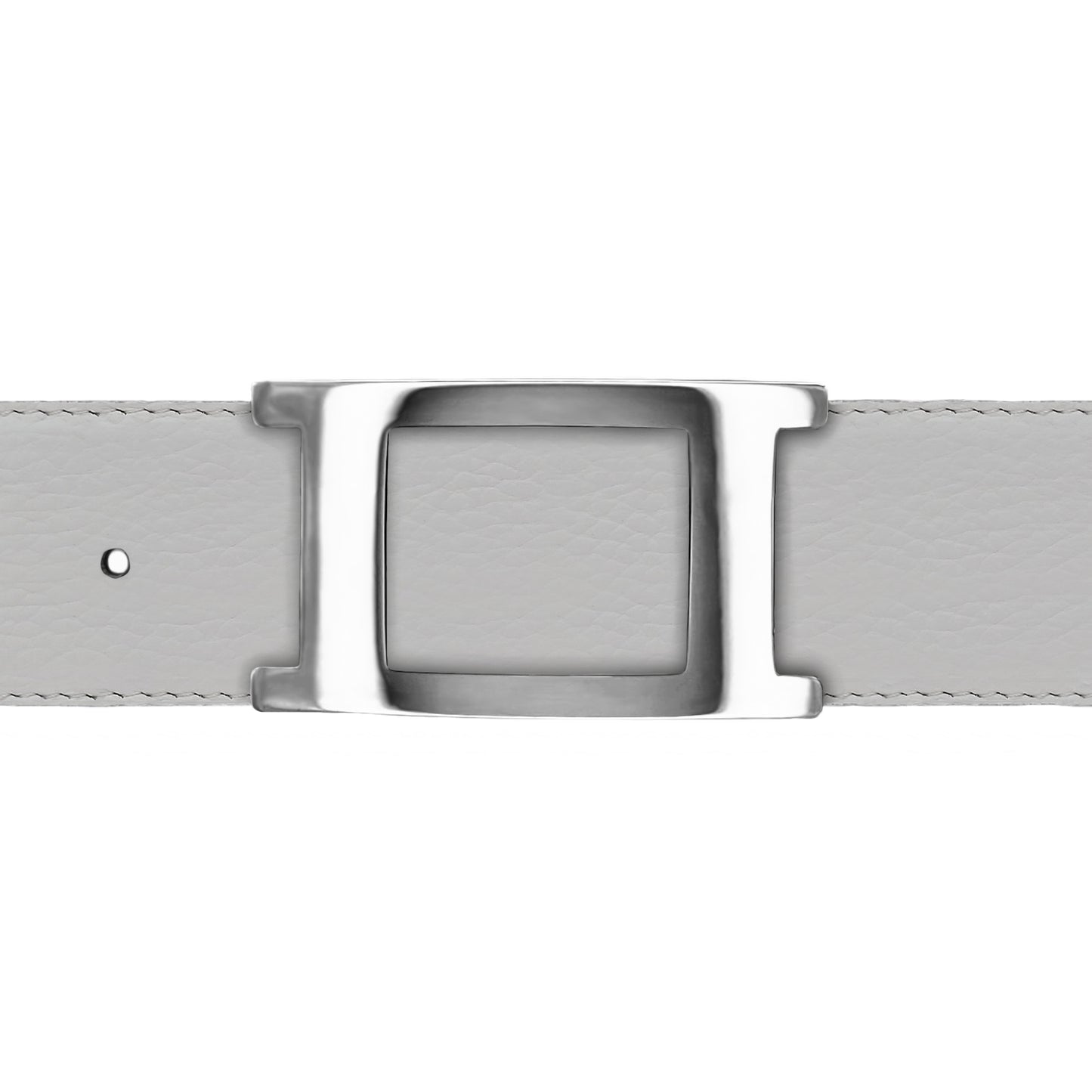 Ceinture 40 mm cuir souple blanc boucle Portofino argent