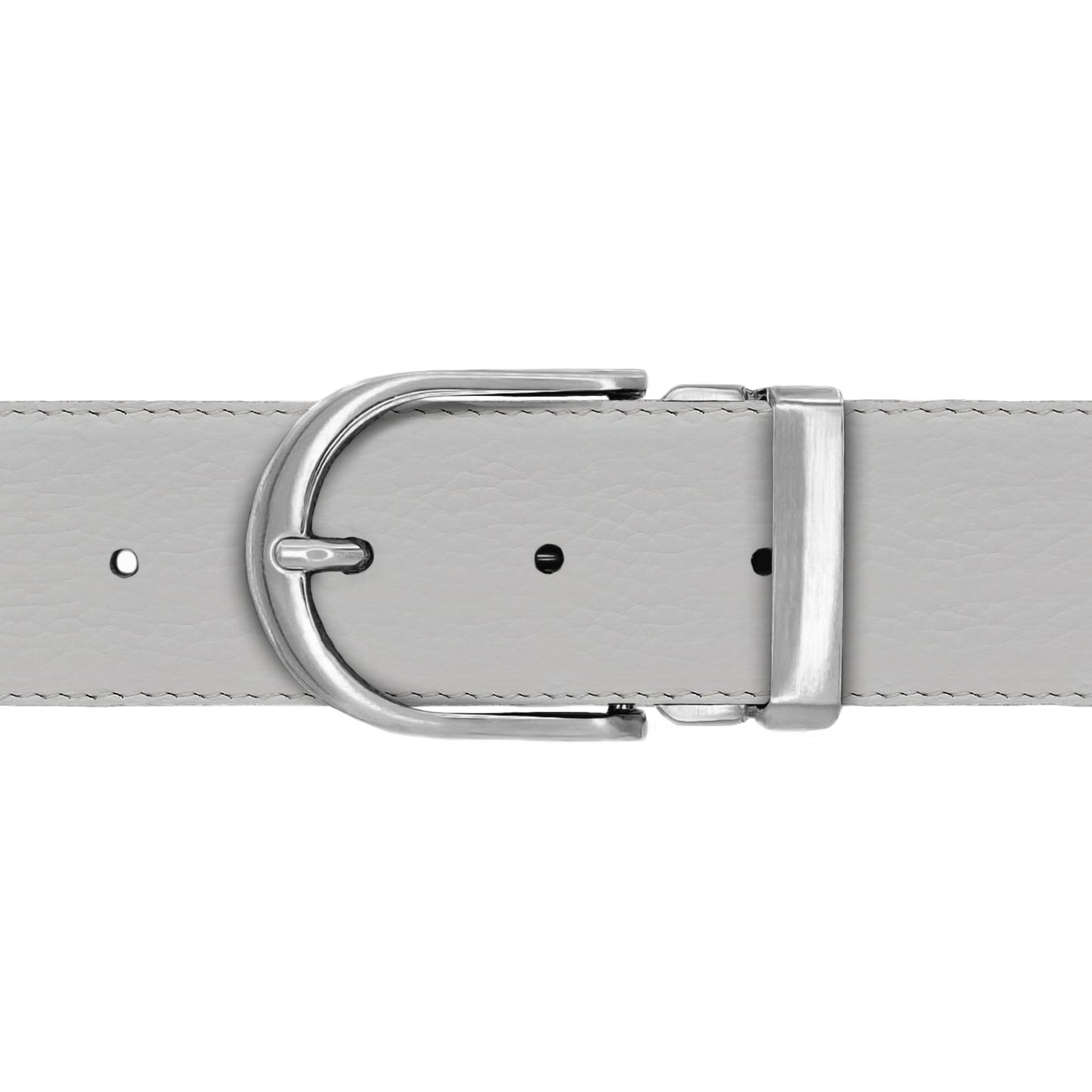 Ceinture 40 mm cuir souple blanc boucle Roma mate