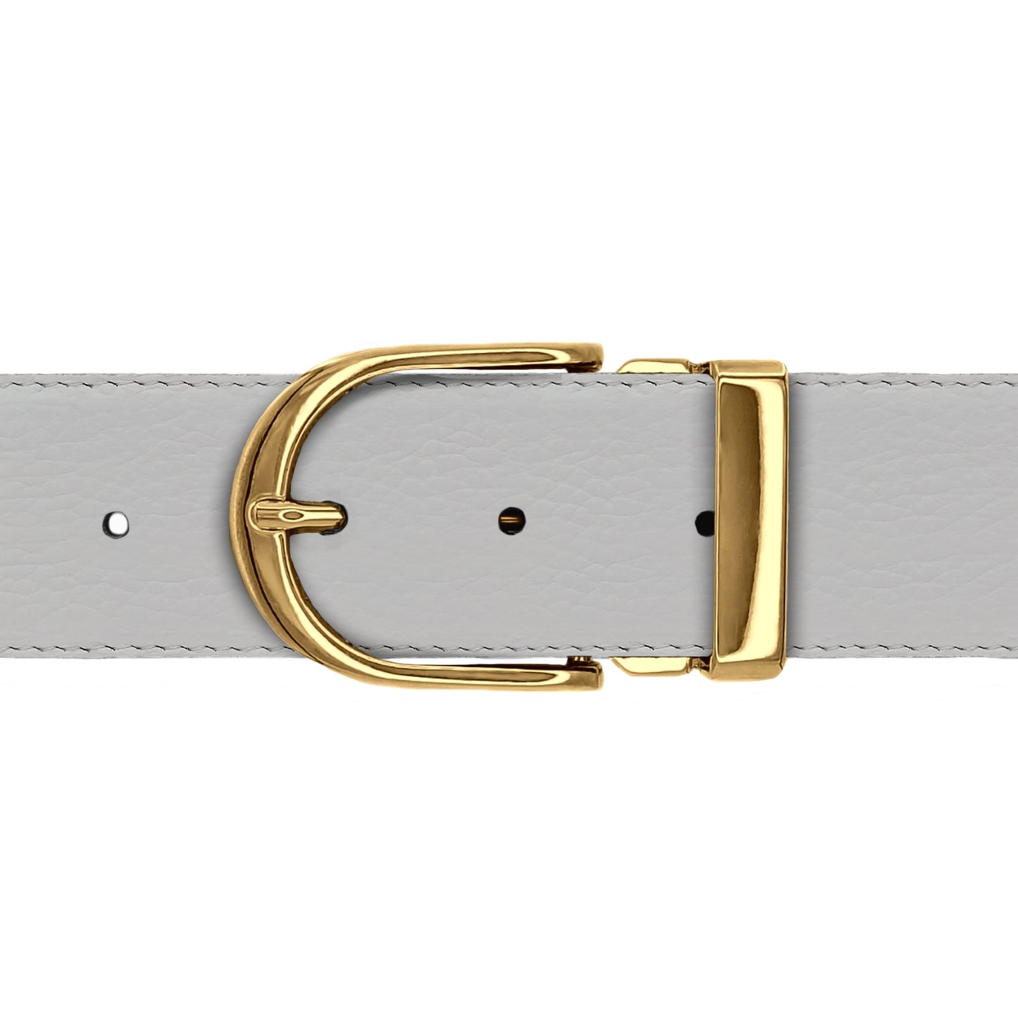 Ceinture 40 mm cuir souple blanc boucle Roma or