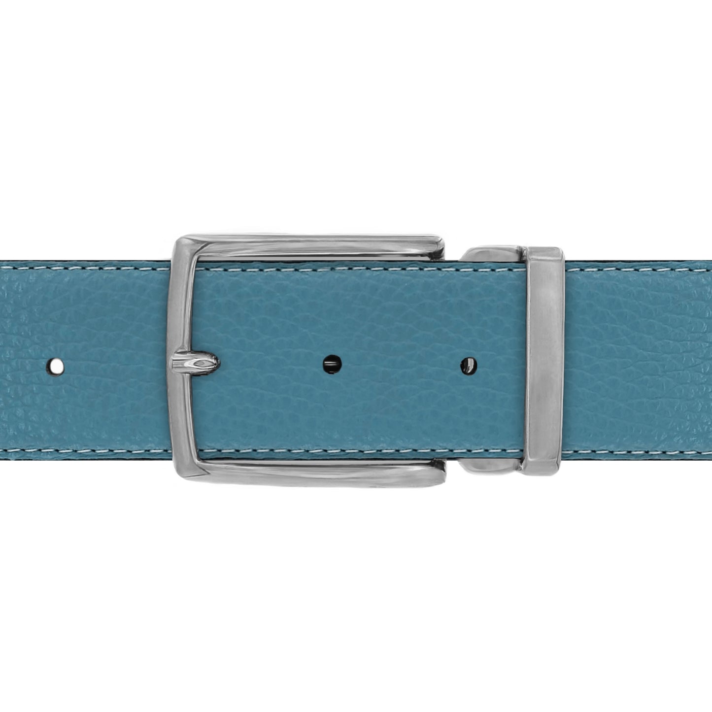 Ceinture 40 mm cuir souple bleu ciel boucle Milano mate