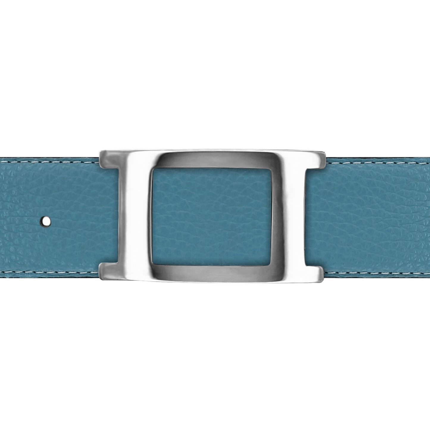 Ceinture 40 mm cuir souple bleu ciel boucle Portofino argent