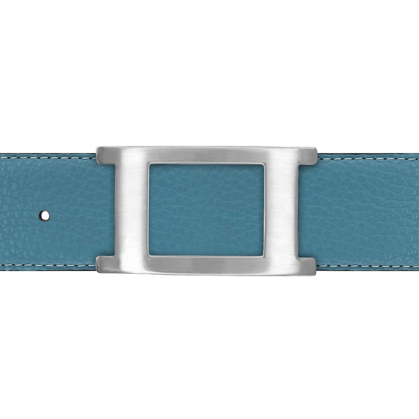 Ceinture 40 mm cuir souple bleu ciel boucle Portofino mate