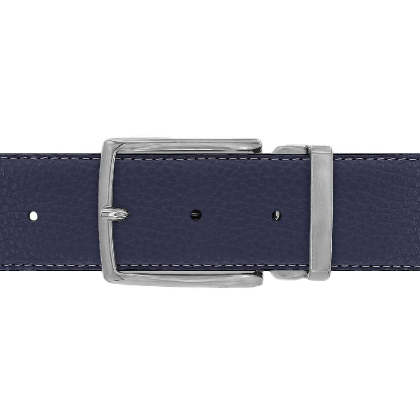 Ceinture 40 mm cuir souple bleu marine boucle Milano mate