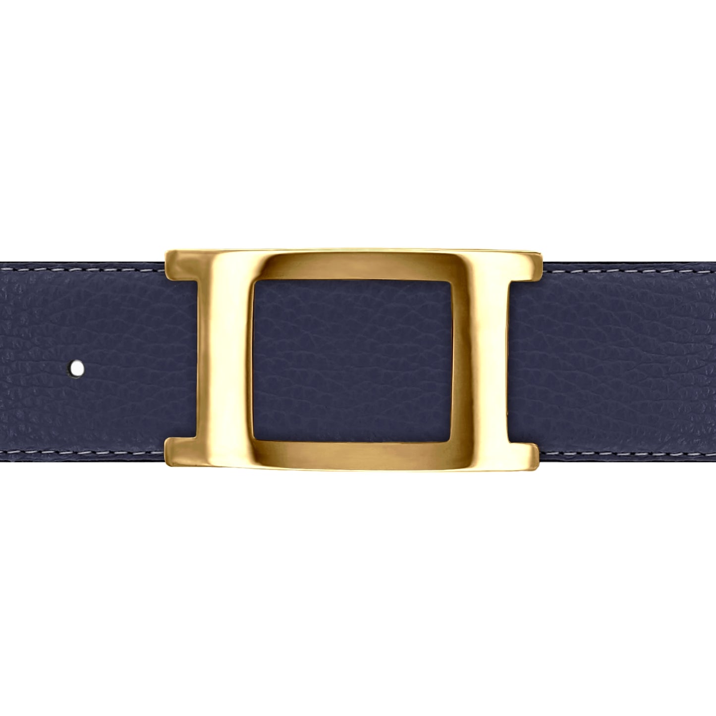 Ceinture 40 mm cuir souple bleu marine boucle Portofino or