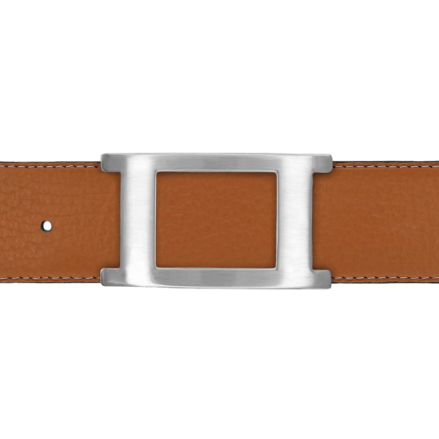 Ceinture 40 mm cuir souple cognac boucle Portofino mate