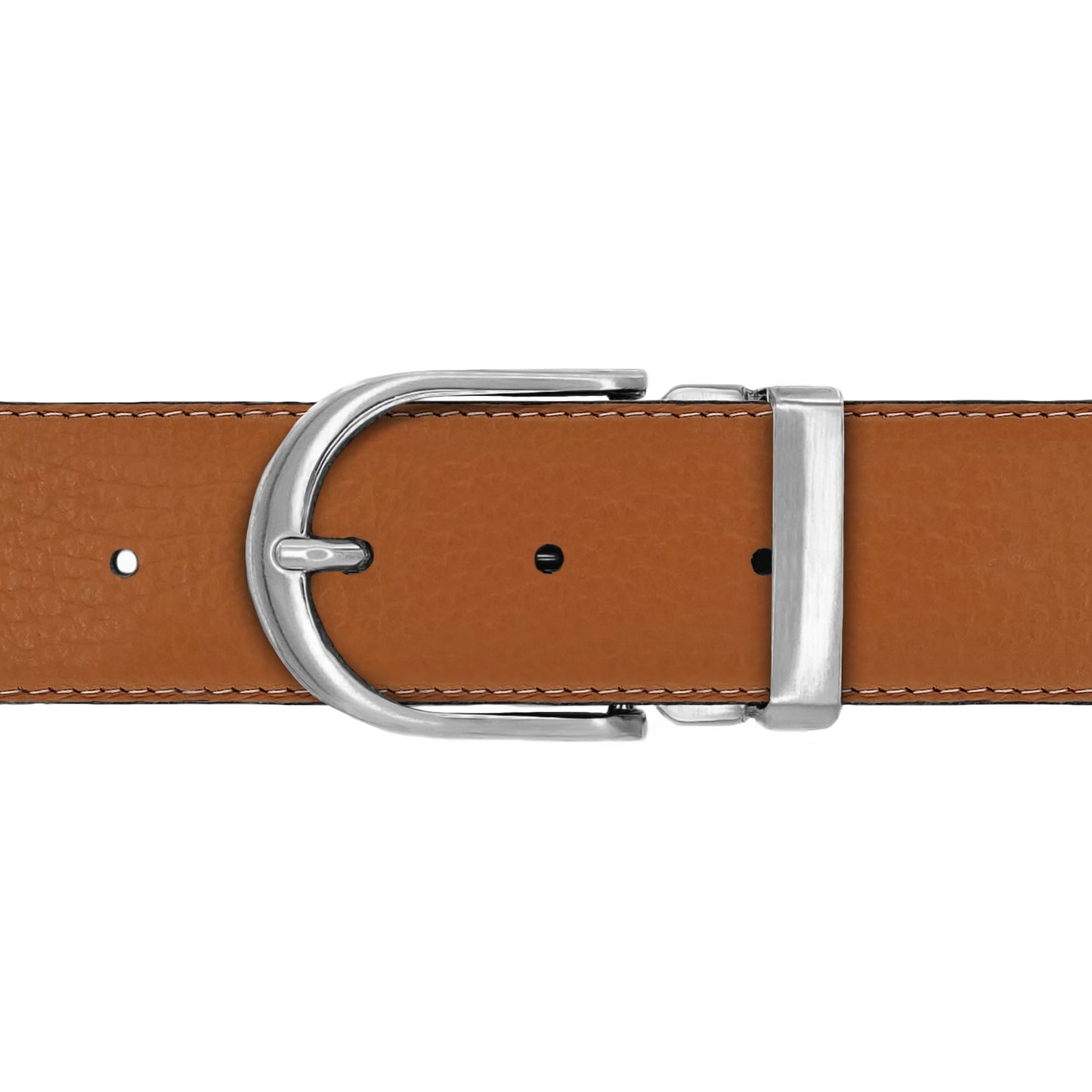 Ceinture 40 mm cuir souple cognac boucle Roma mate