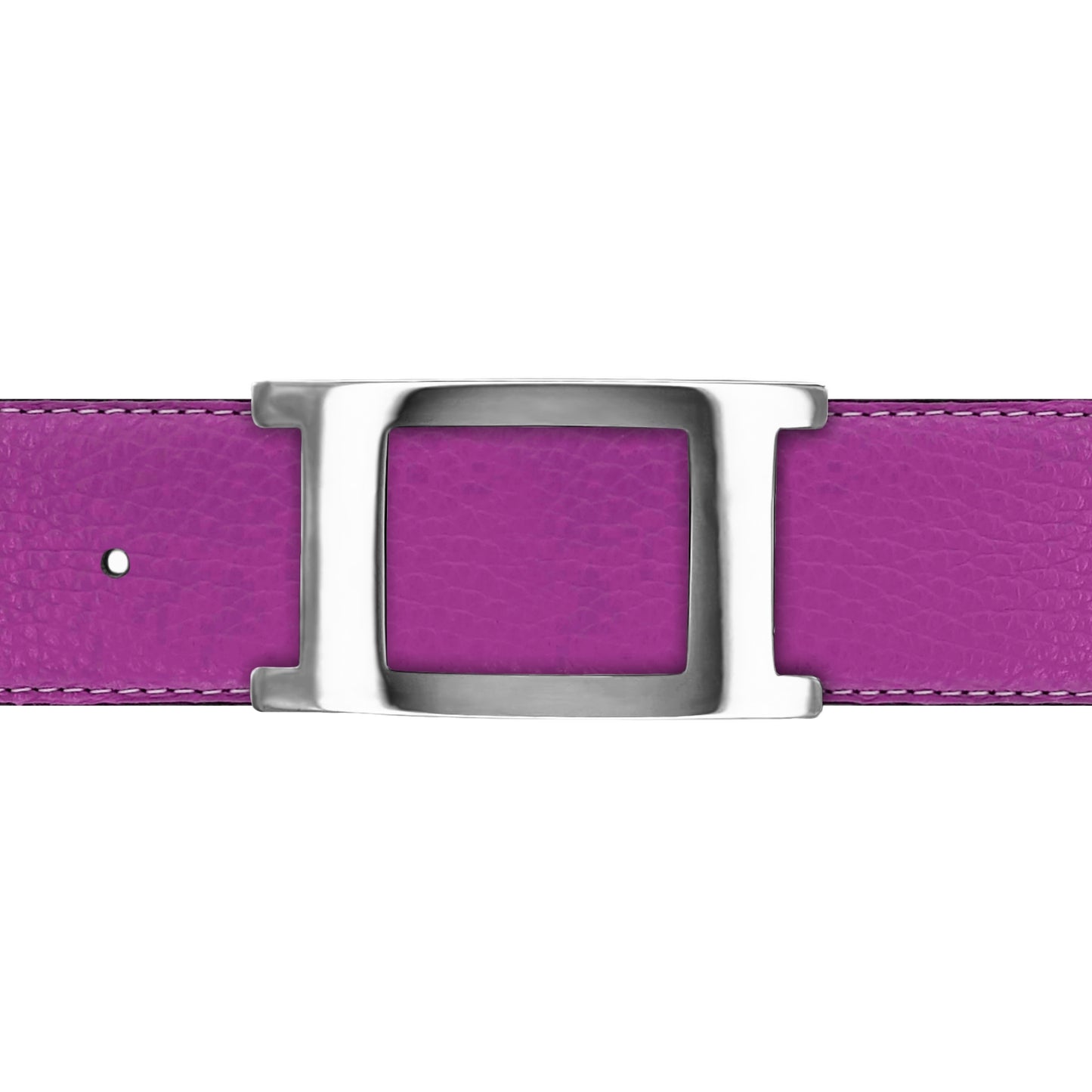 Ceinture 40 mm cuir souple framboise boucle Portofino argent