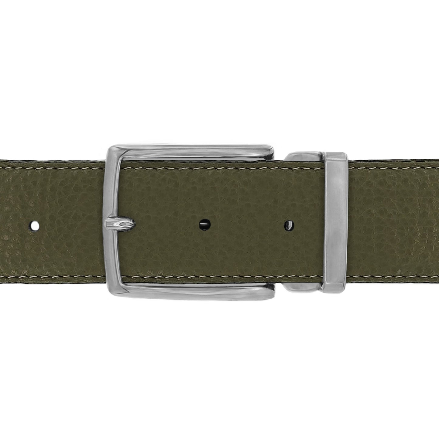 Ceinture 40 mm cuir souple kaki boucle Milano mate
