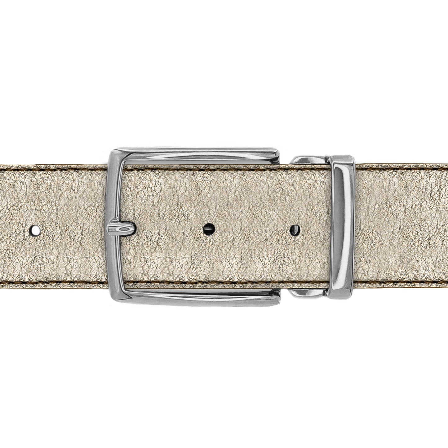 Ceinture 40 mm cuir souple or boucle Milano argent