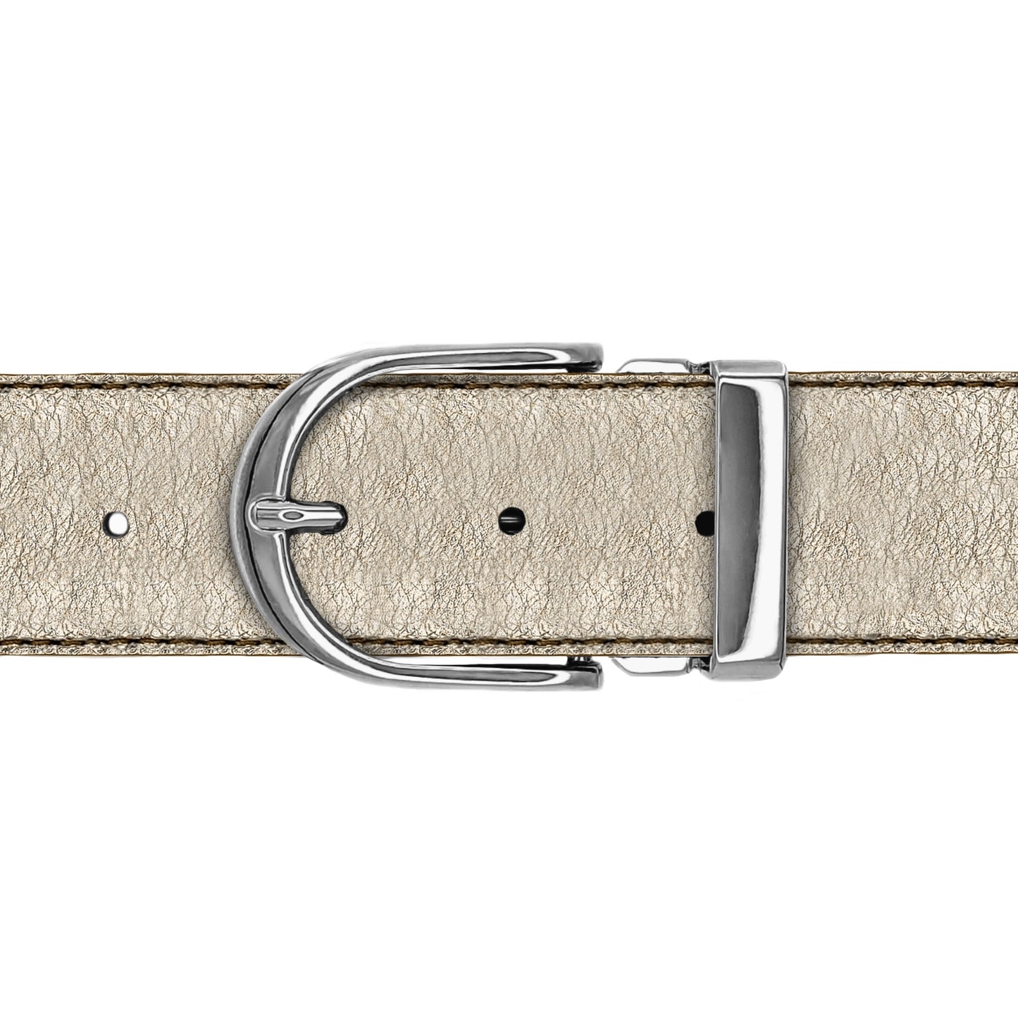 Ceinture 40 mm cuir souple or boucle Roma argent