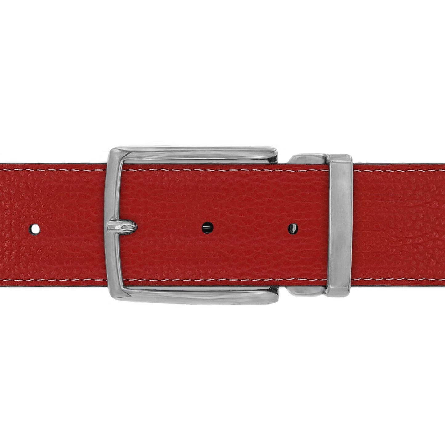 Ceinture 40 mm cuir souple rouge boucle Milano mate