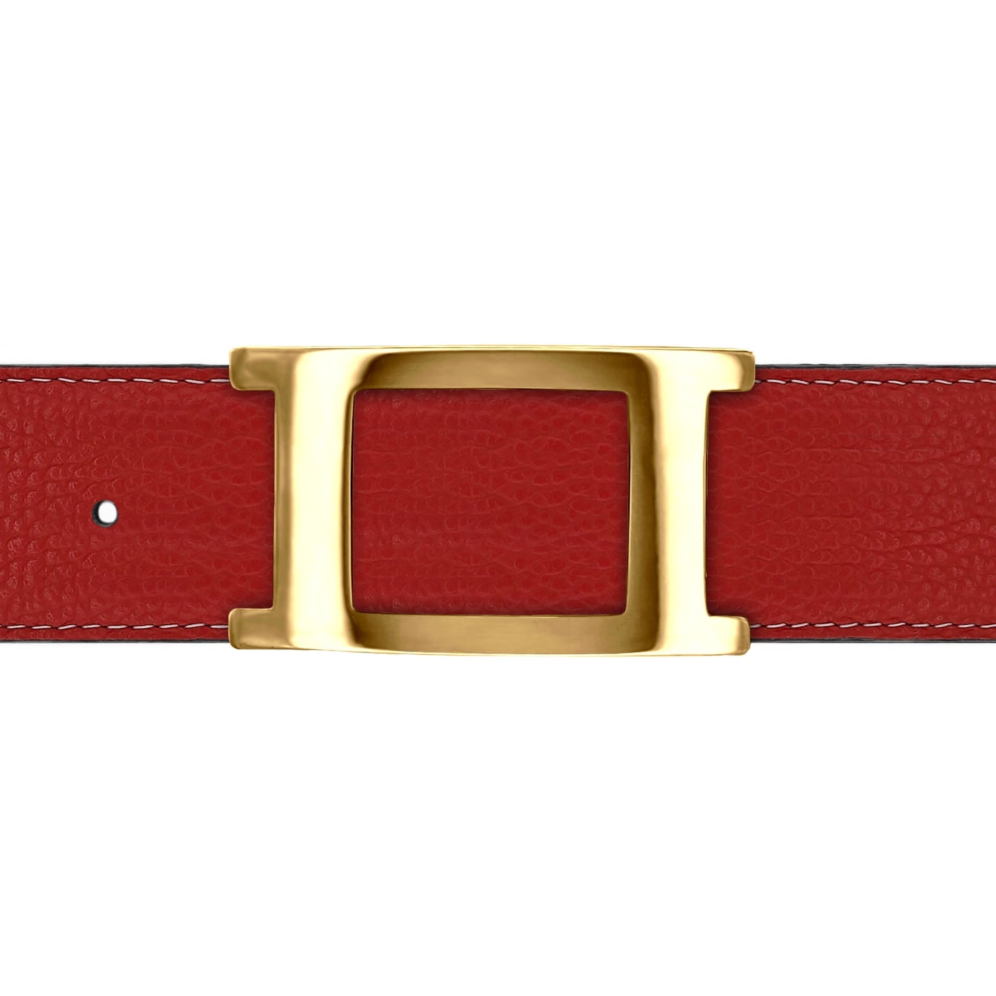 Ceinture 40 mm cuir souple rouge boucle Portofino or