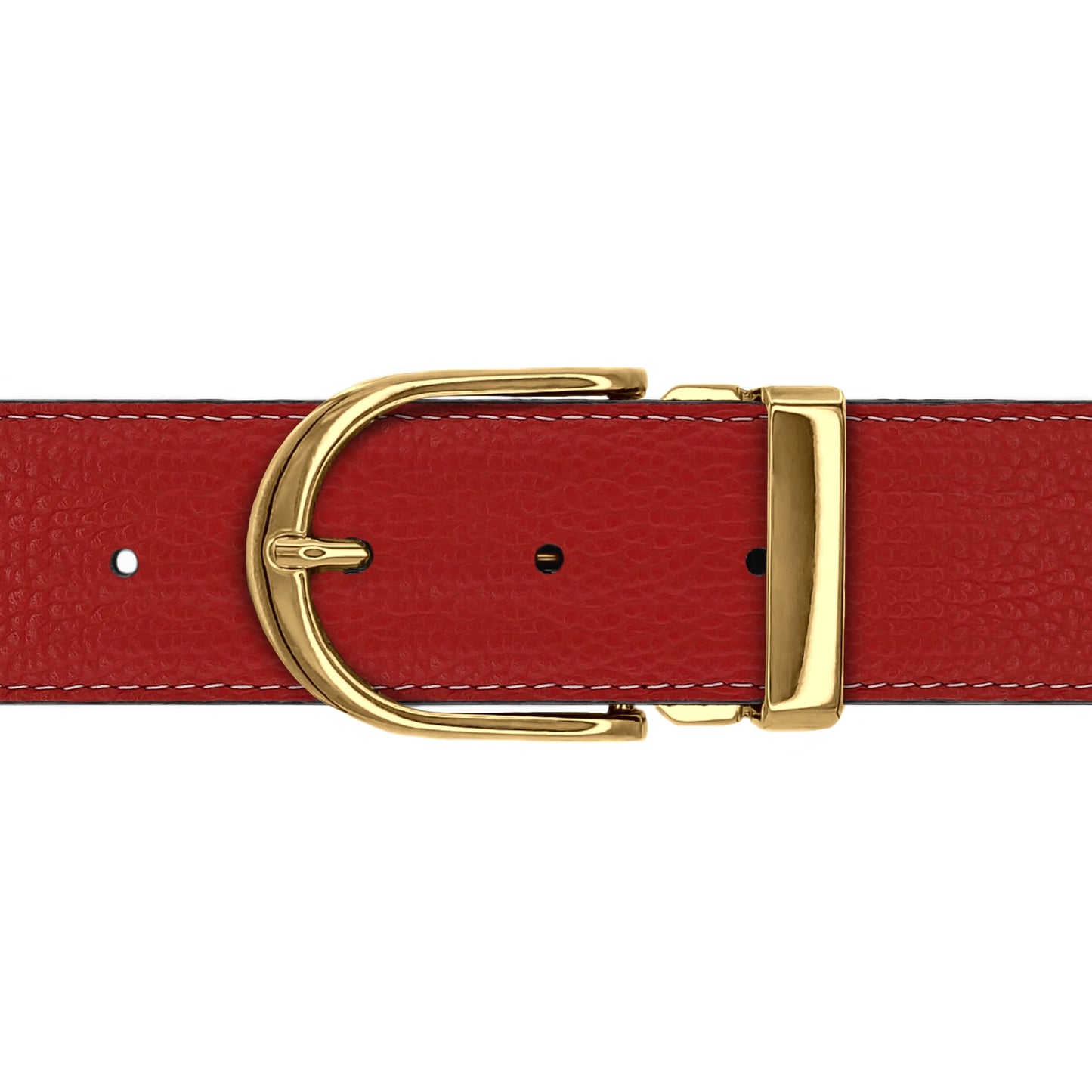 Ceinture 40 mm cuir souple rouge boucle Roma or