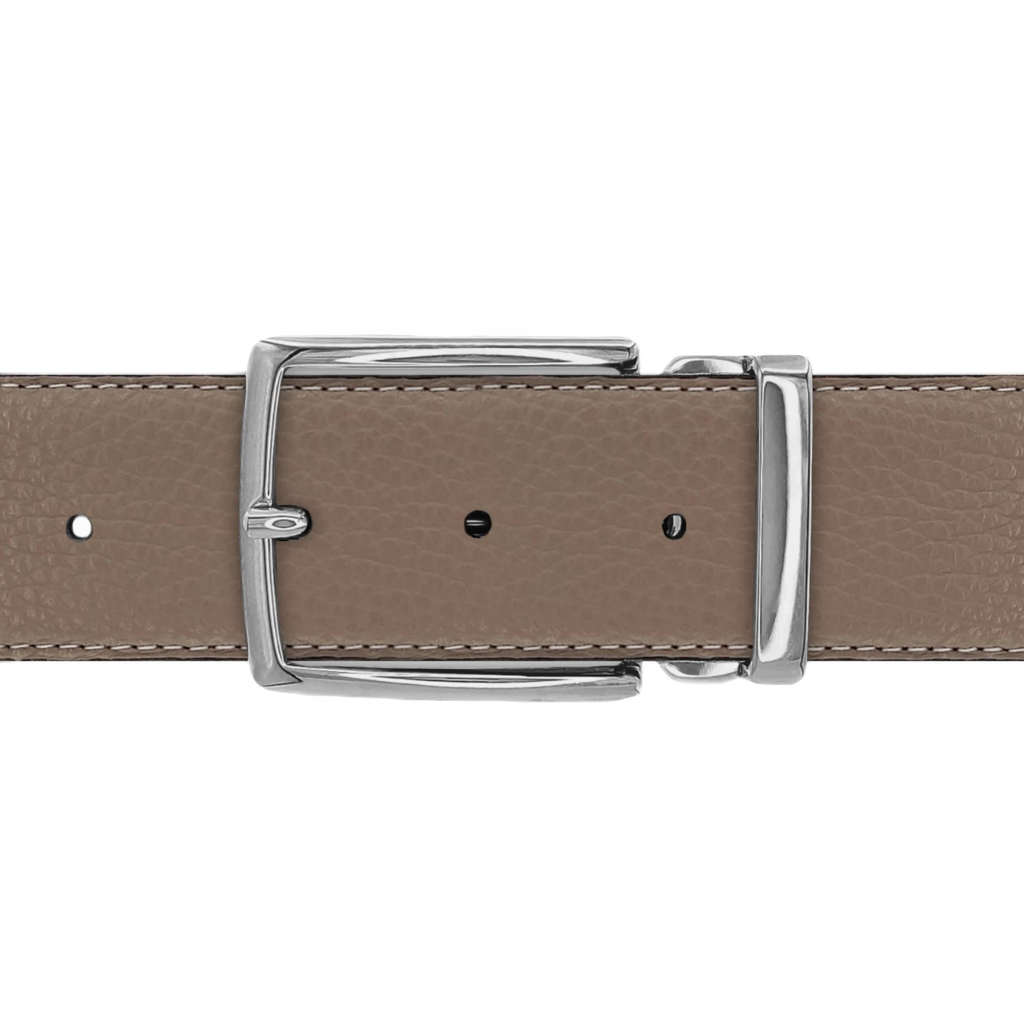 Ceinture 40 mm cuir souple taupe boucle Milano argent