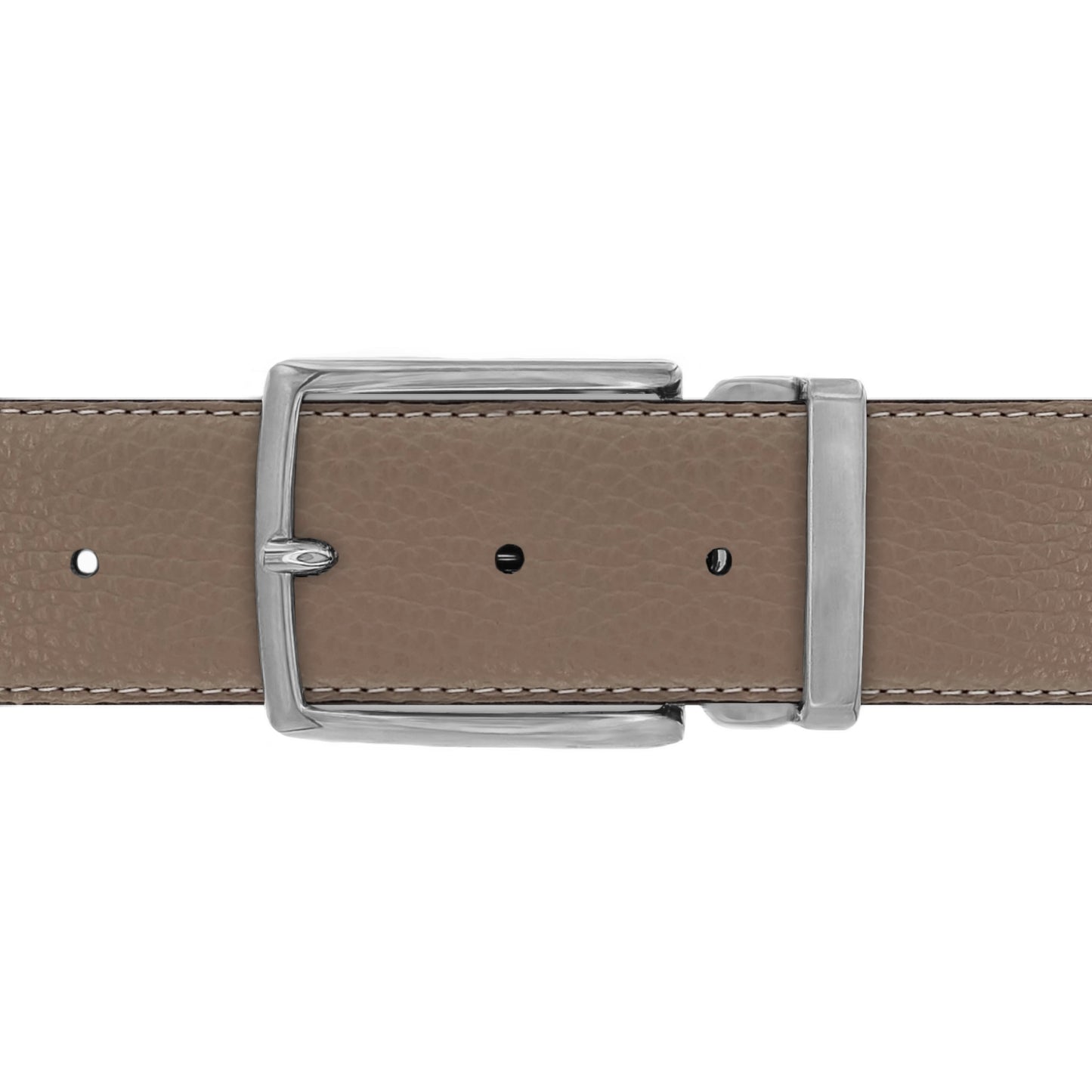Ceinture 40 mm cuir souple taupe boucle Milano mate