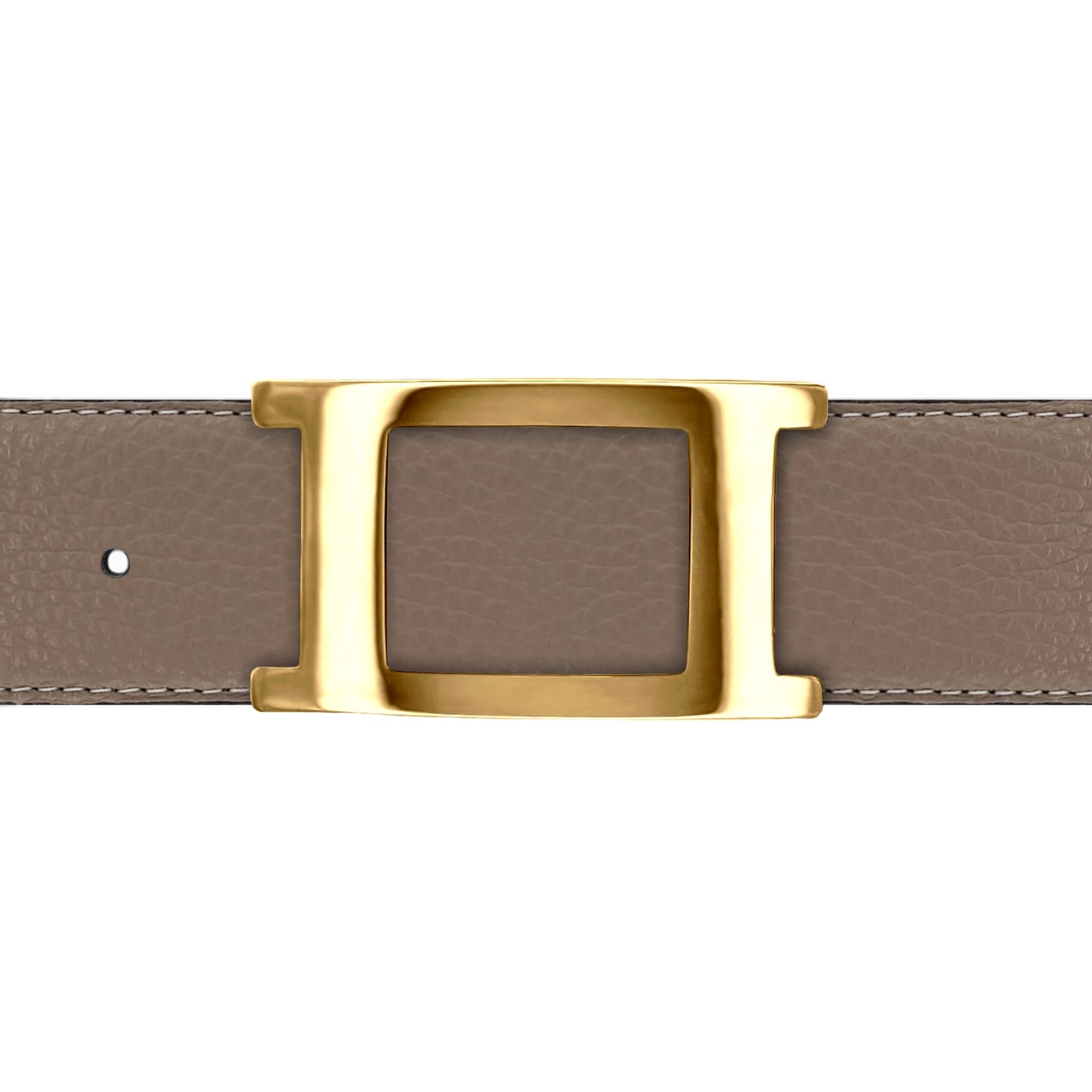 Ceinture 40 mm cuir souple taupe boucle Portofino or