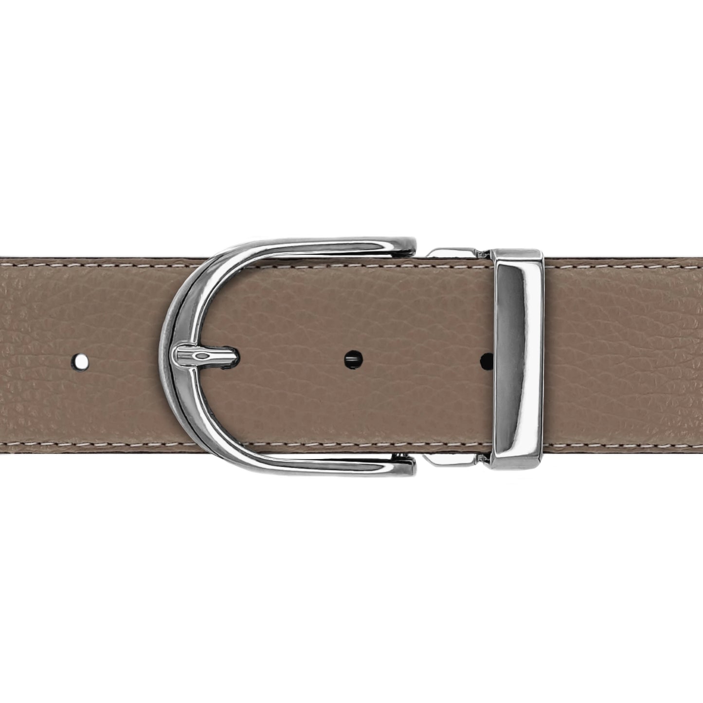 Ceinture 40 mm cuir souple taupe boucle Roma argent
